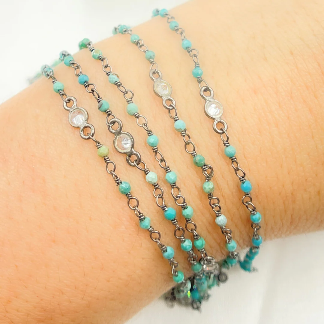 Chrysocolla and C.Z. Oxidized Wire Chain. CSO7 - Image 7
