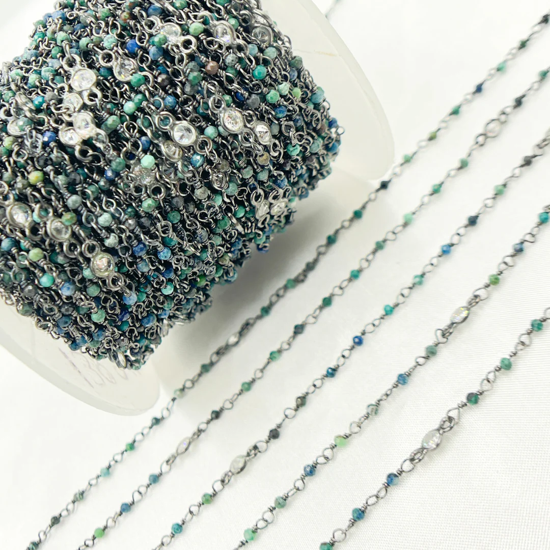 Chrysocolla and C.Z. Oxidized Wire Chain. CSO7 - Image 8