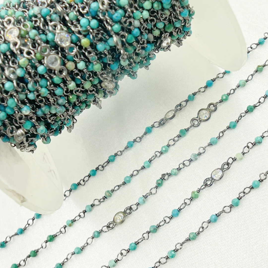 Chrysocolla and C.Z. Oxidized Wire Chain. CSO7 - Image 9