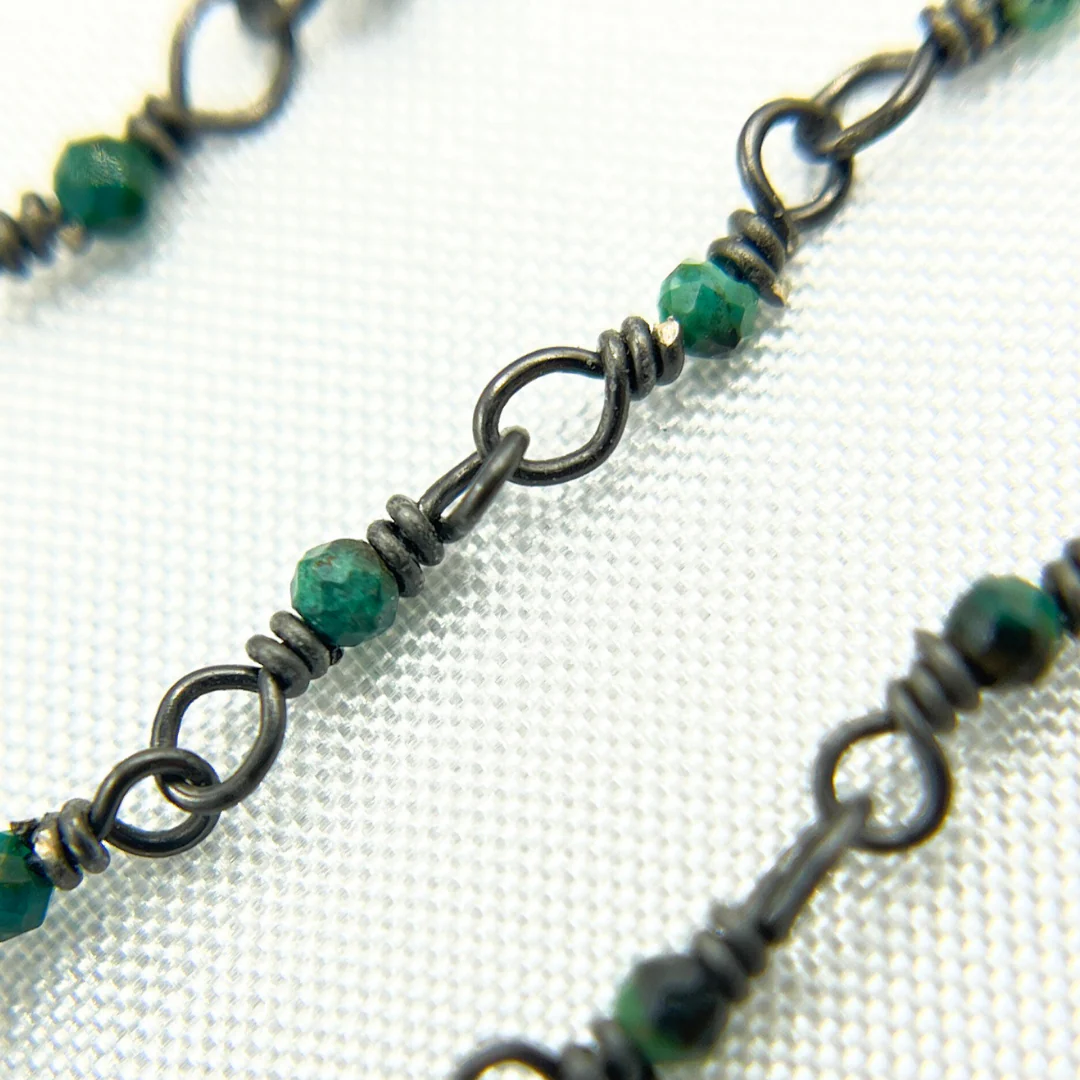 Chrysocolla Black Rhodium 925 Sterling Silver Wire Chain. CSO6 - Image 3