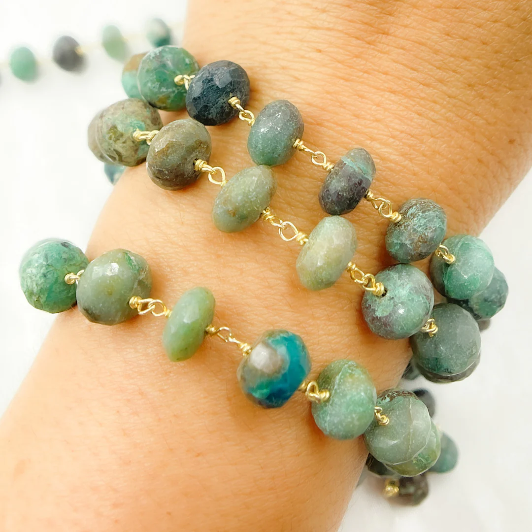 Chrysocolla Gold Plated Wire Chain. CSO9 - Image 3