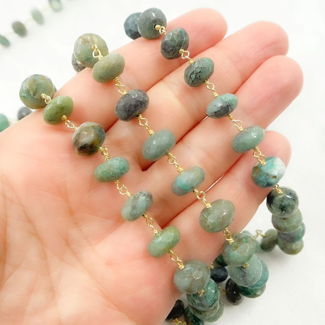 Chrysocolla Gold Plated Wire Chain. CSO9 - Image 4