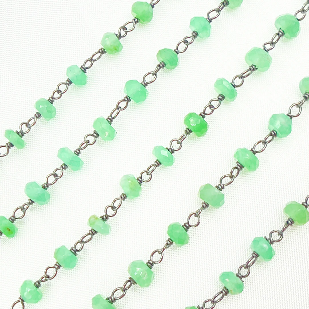 Chrysoprase Oxidized Wire Chain. CHR2 - Image 4