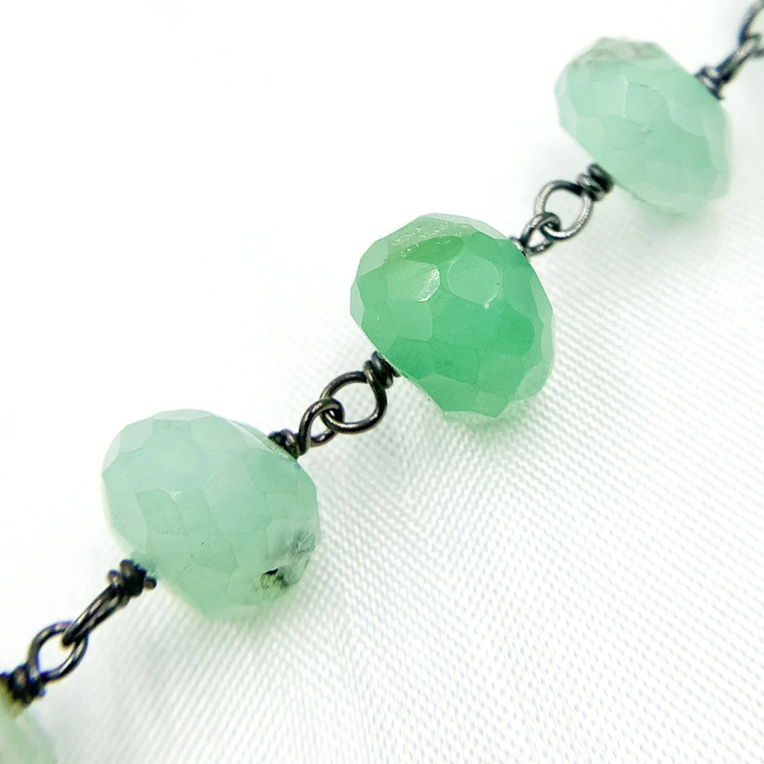 Chrysoprase Rondel Shape Oxidized Wire Chain. CHR22 - Image 3