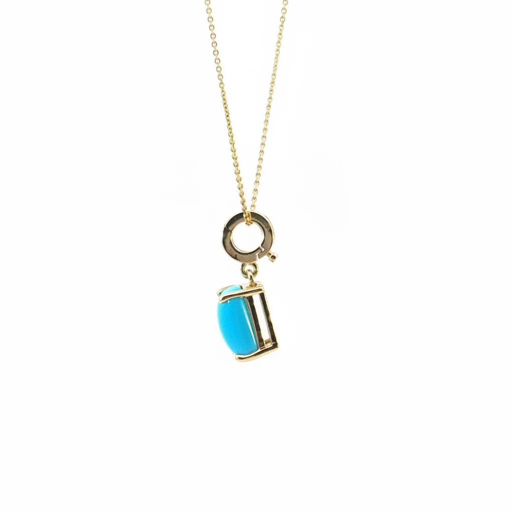 CMA00368TQ. 14K Solid Gold Rectangular-Shaped Turquoise Charm - Image 2