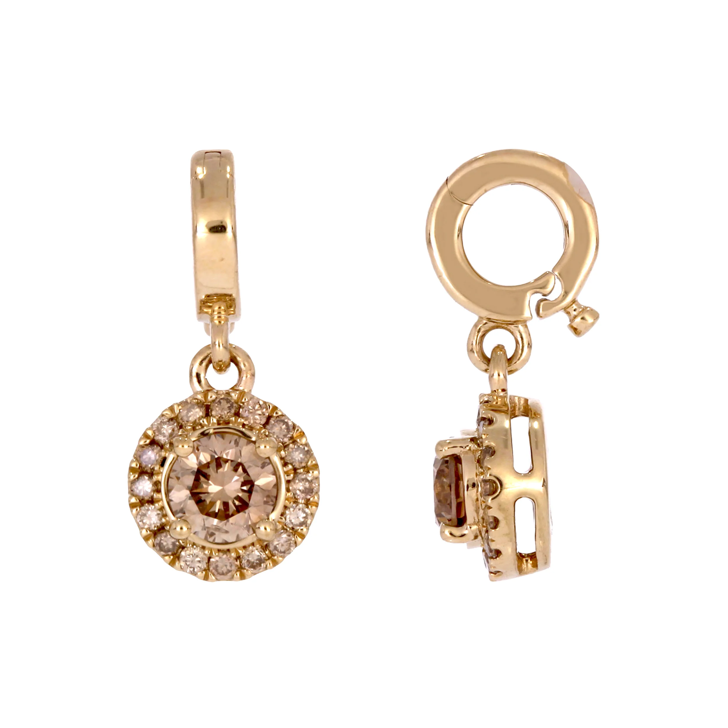 CME00340C. 14K Solid Gold Champagne Diamond Round Charm - Image 2