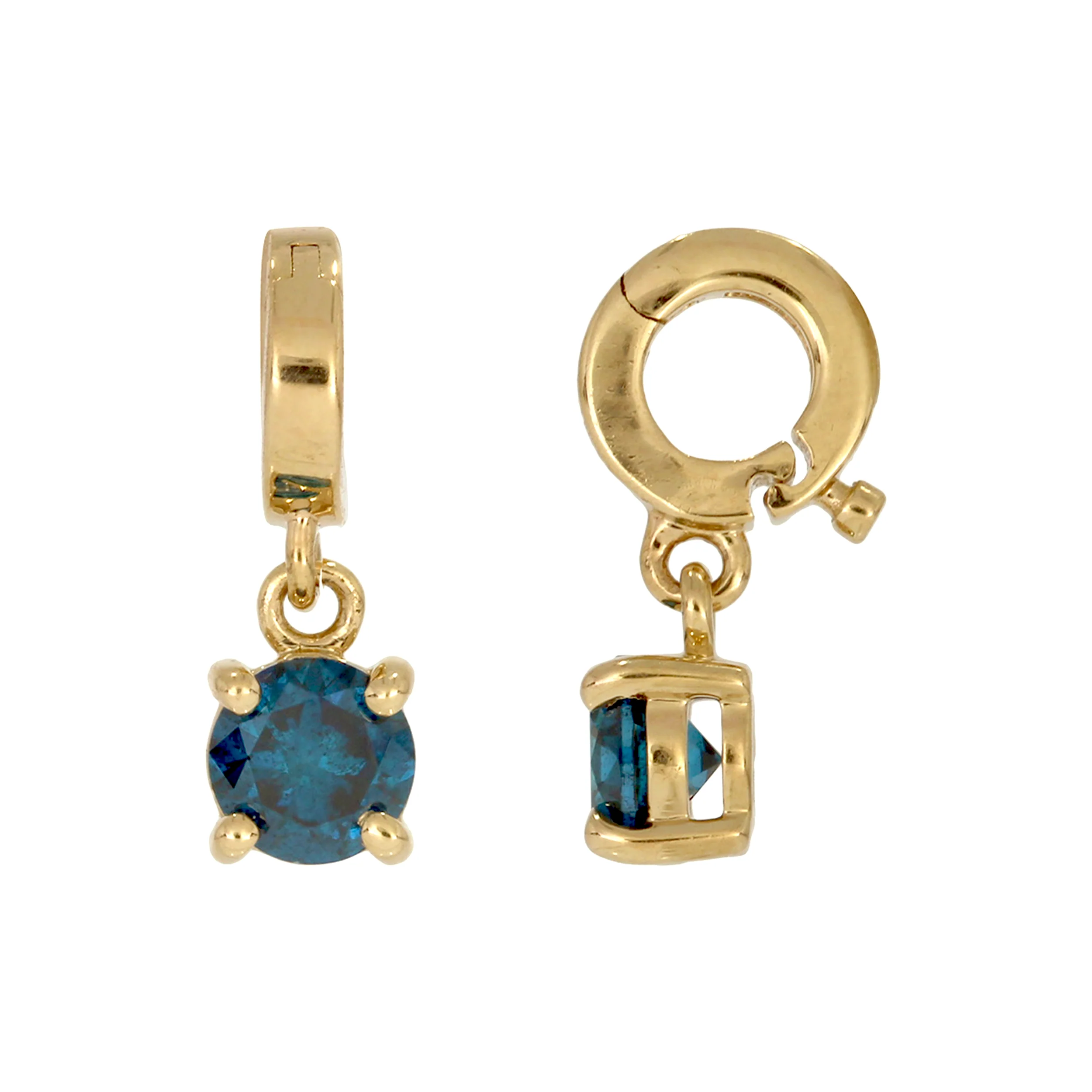 CMF00356B. 14K Solid Gold Blue Diamond Square Charm