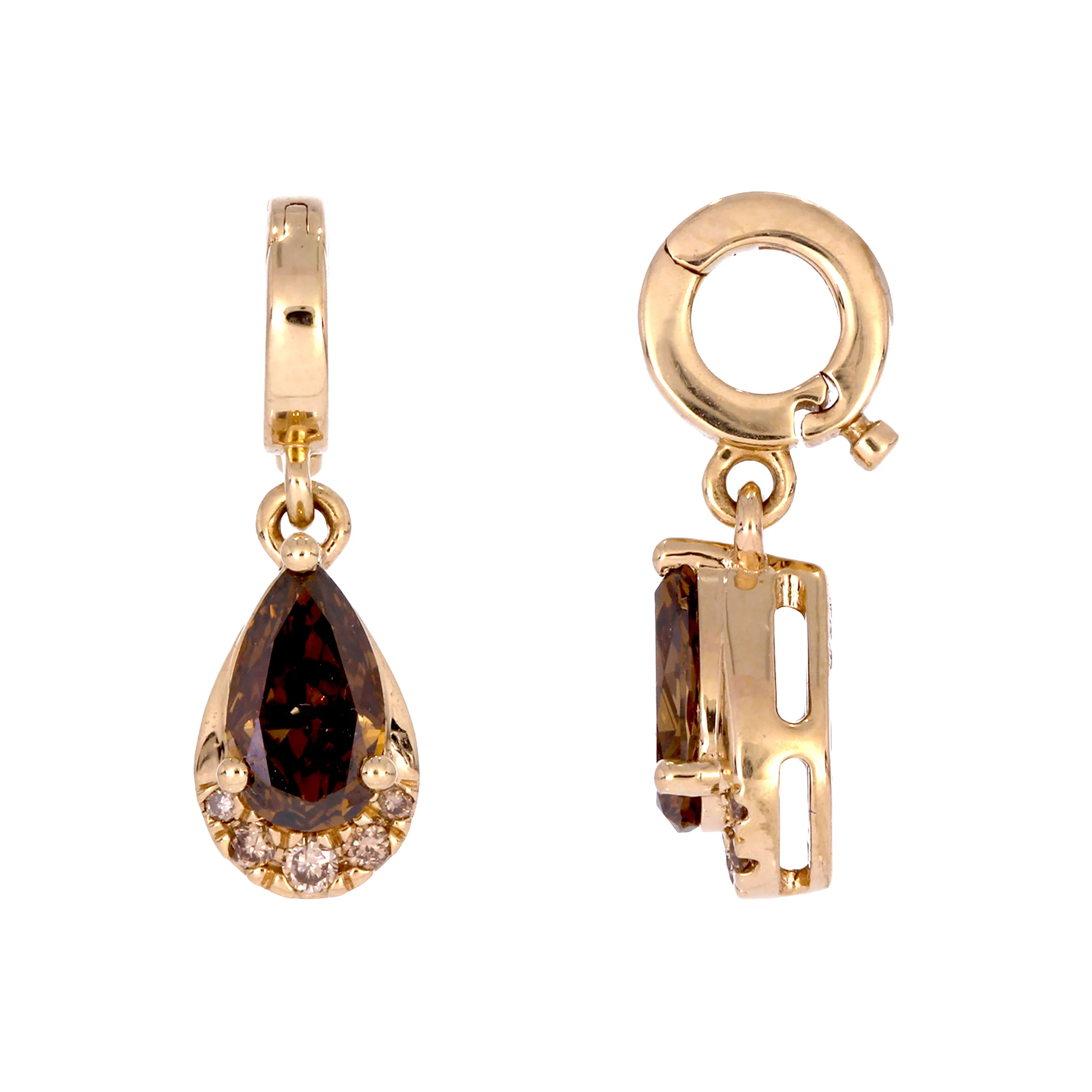 CMG00343C. 14K Solid Gold Brown Diamond Drop Charm - Image 2