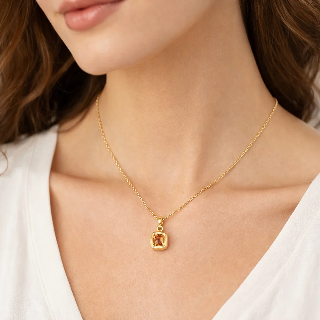 CMG00348C.14K Solid Gold Square-Shaped Cushion Cut Diamond Charm - Image 2