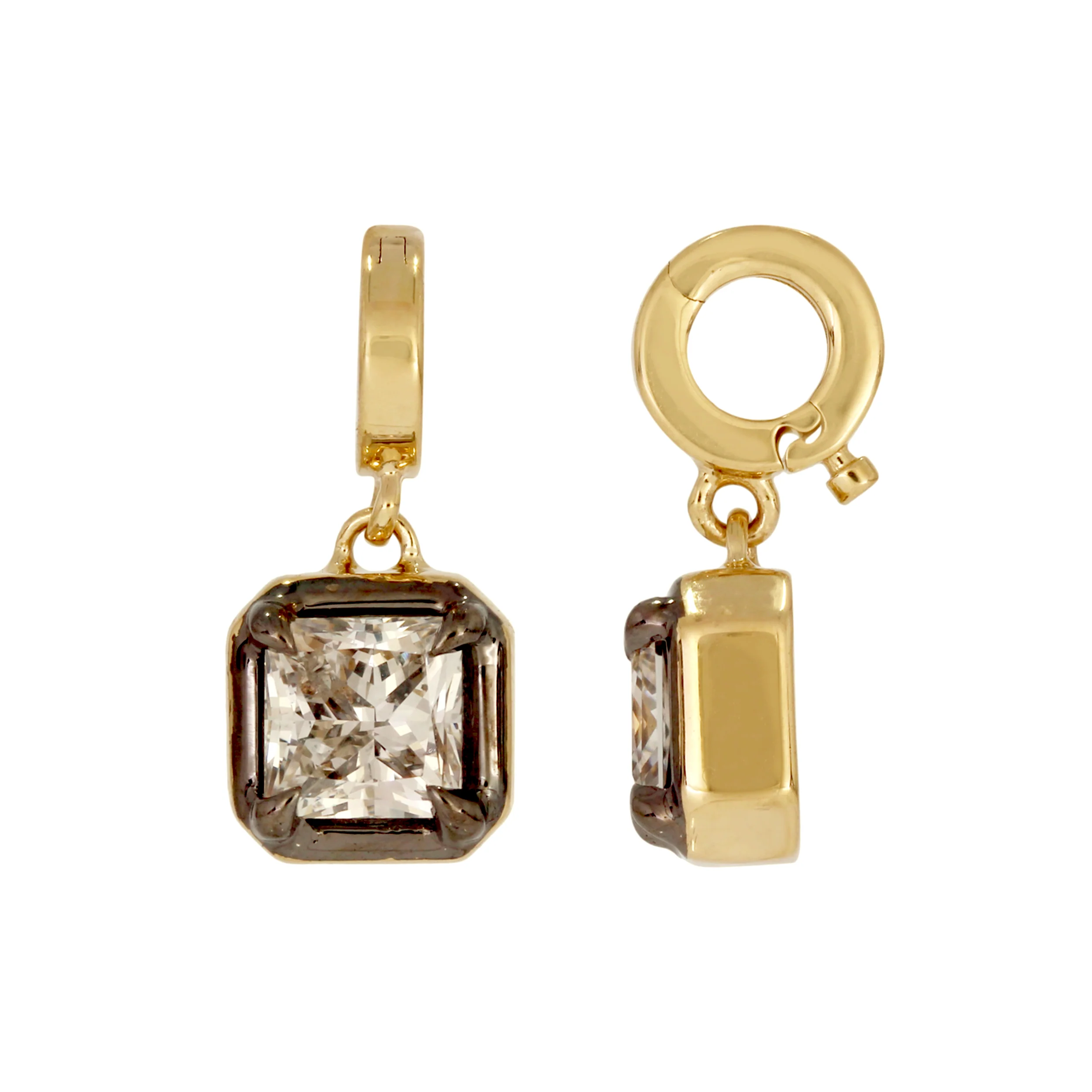 CMJ00352. 14K Solid Gold Square-Shaped Lab Diamond Charm
