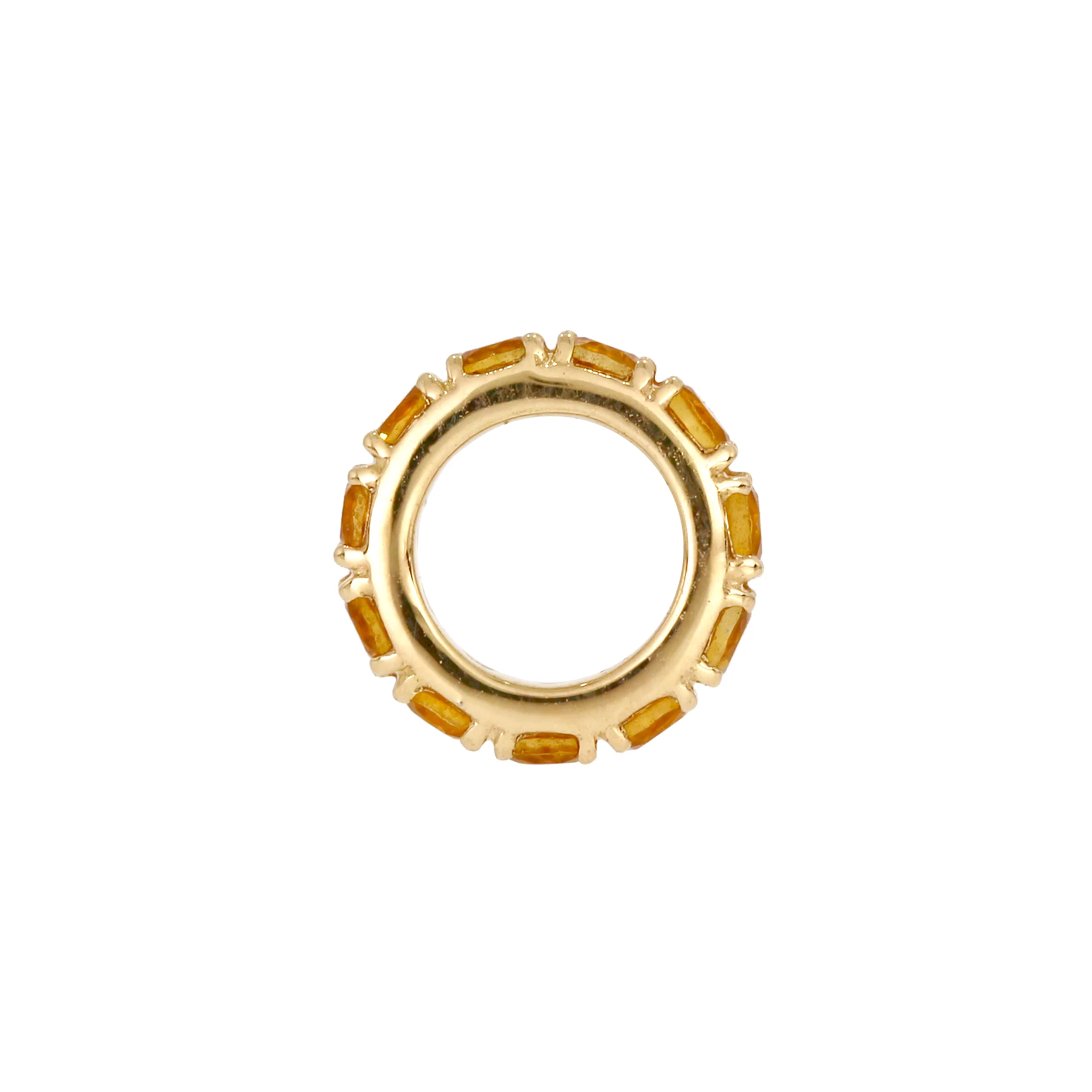 CMZ00096. 14K Solid Gold Gemstone Round Ring Slider - Image 13