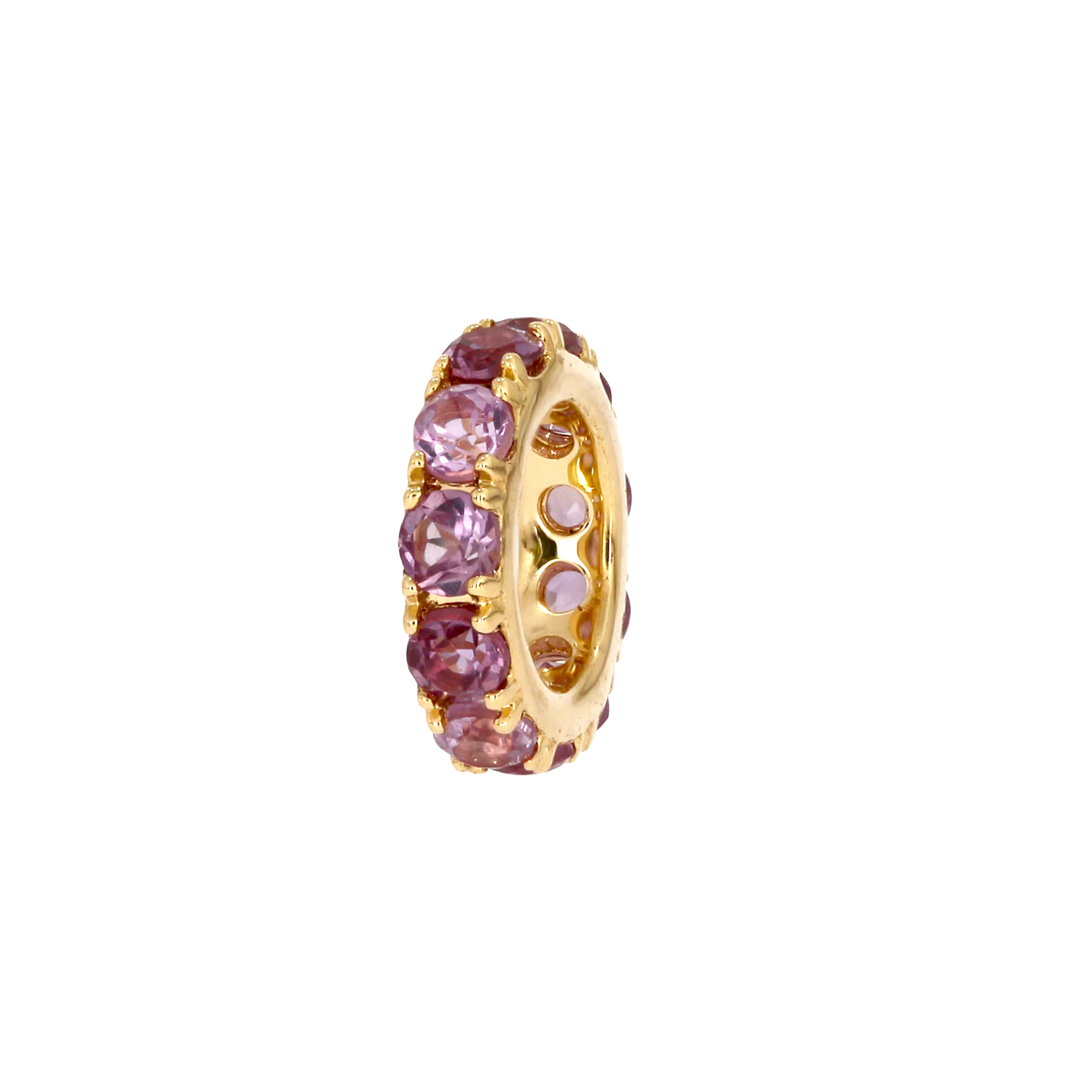 CMZ00096. 14K Solid Gold Gemstone Round Ring Slider - Image 2