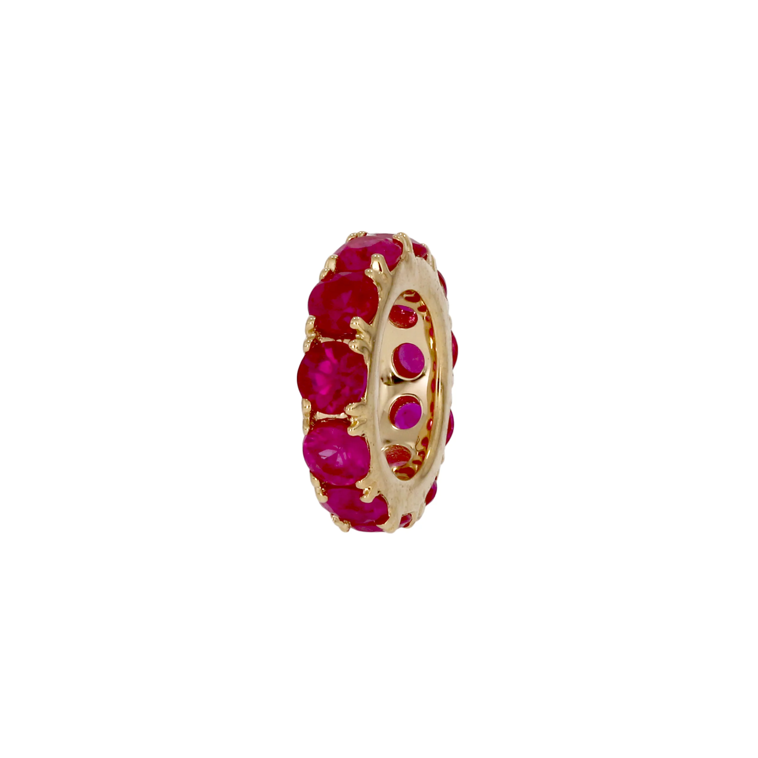 CMZ00096. 14K Solid Gold Gemstone Round Ring Slider - Image 25
