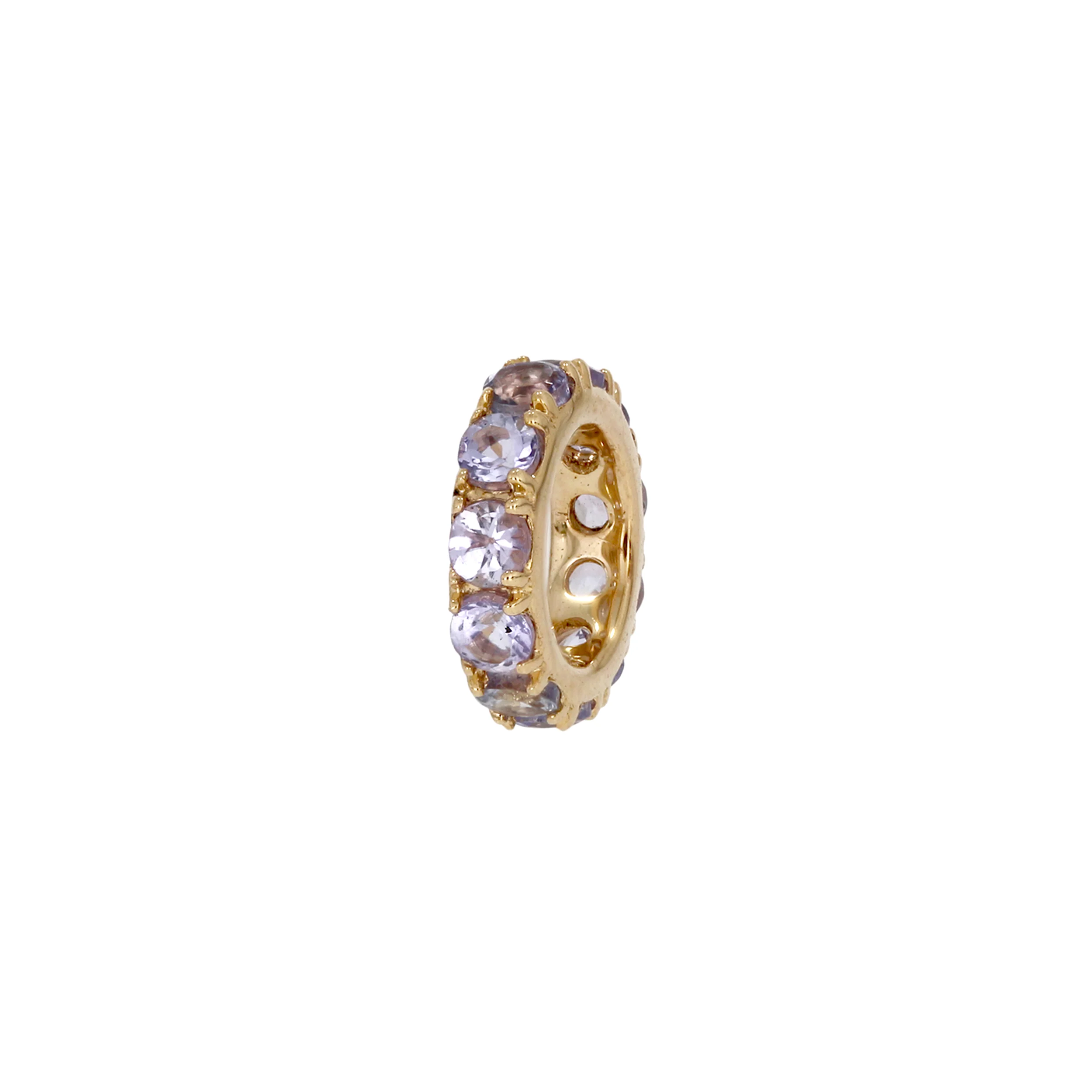 CMZ00096. 14K Solid Gold Gemstone Round Ring Slider - Image 28