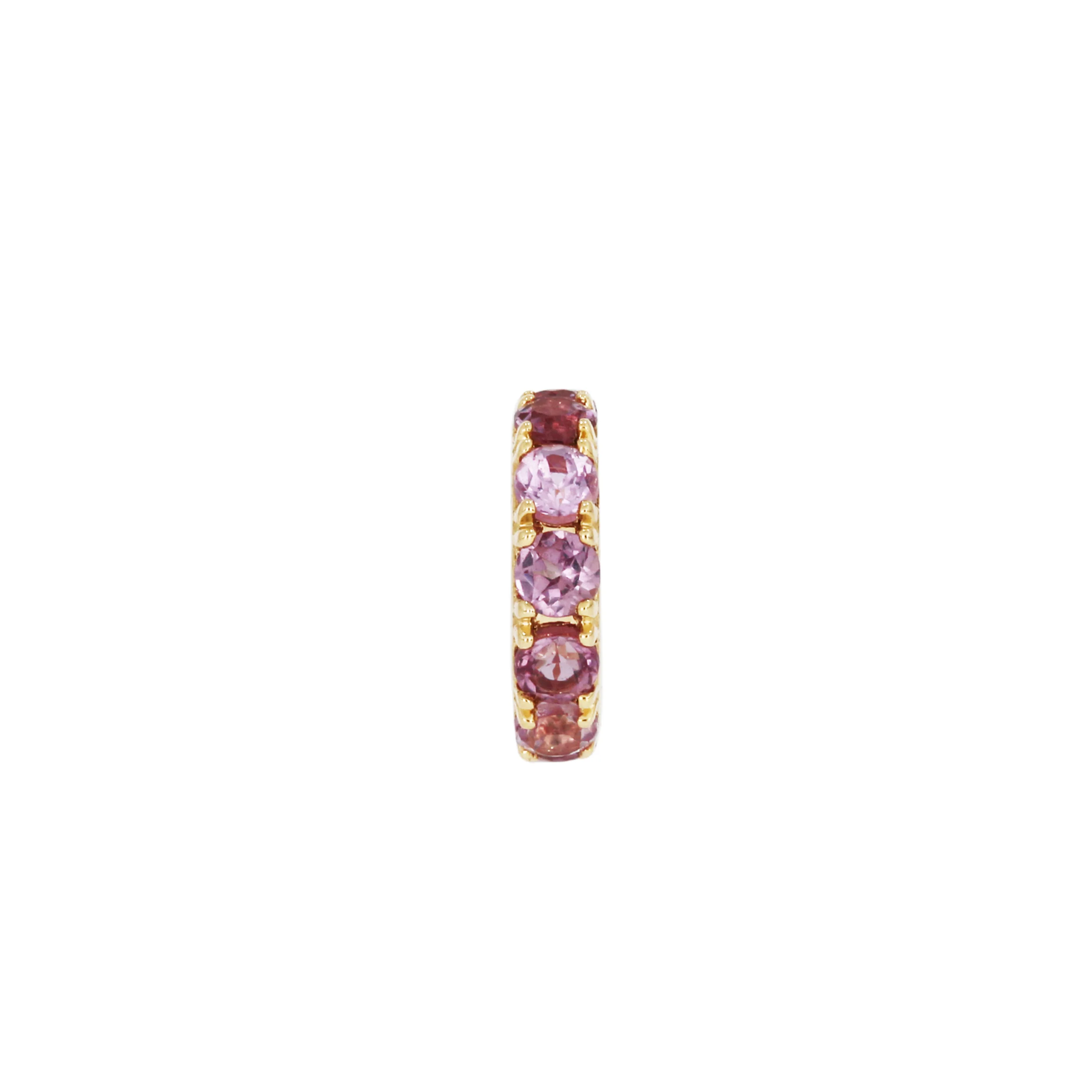 CMZ00096. 14K Solid Gold Gemstone Round Ring Slider - Image 3