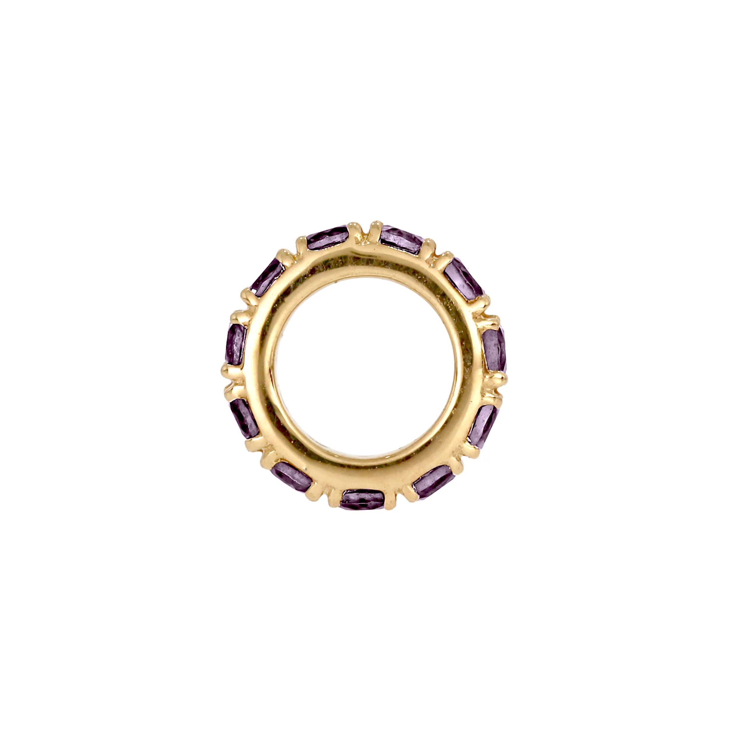CMZ00096. 14K Solid Gold Gemstone Round Ring Slider - Image 30