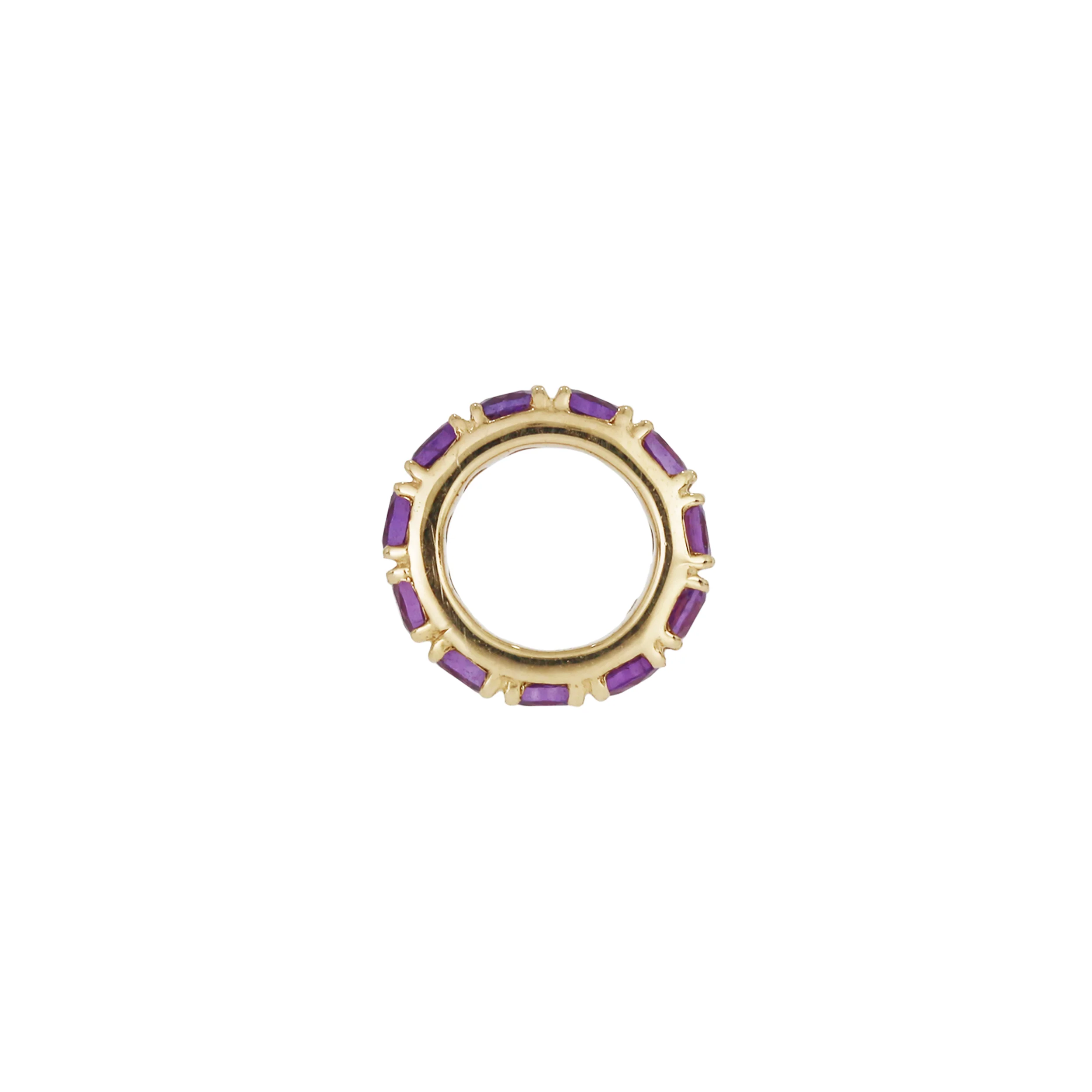 CMZ00096. 14K Solid Gold Gemstone Round Ring Slider - Image 4