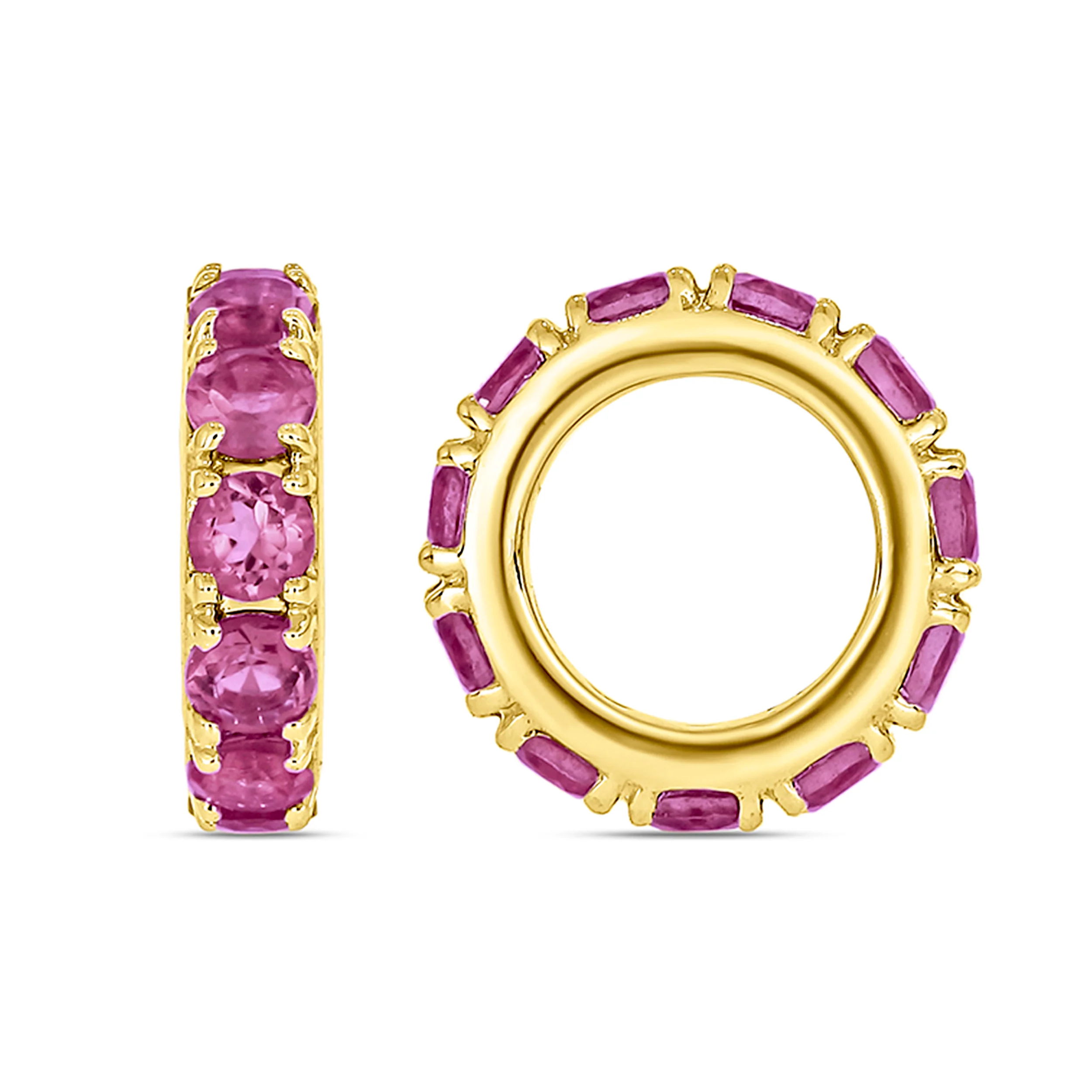 CMZ00096N. 14K Solid Gold Natural Gemstone Round Ring Slider - Image 11