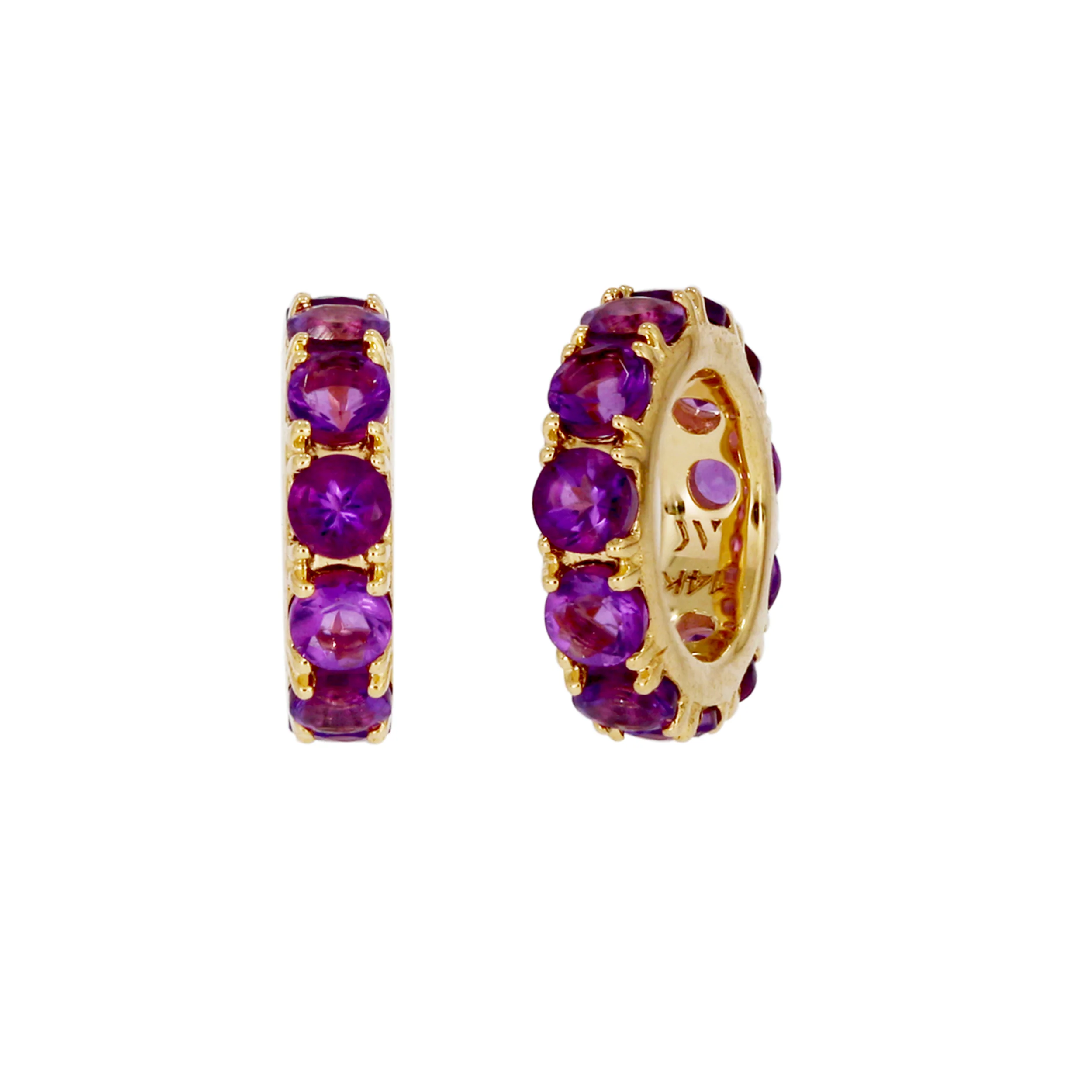 CMZ00096N. 14K Solid Gold Natural Gemstone Round Ring Slider - Image 13