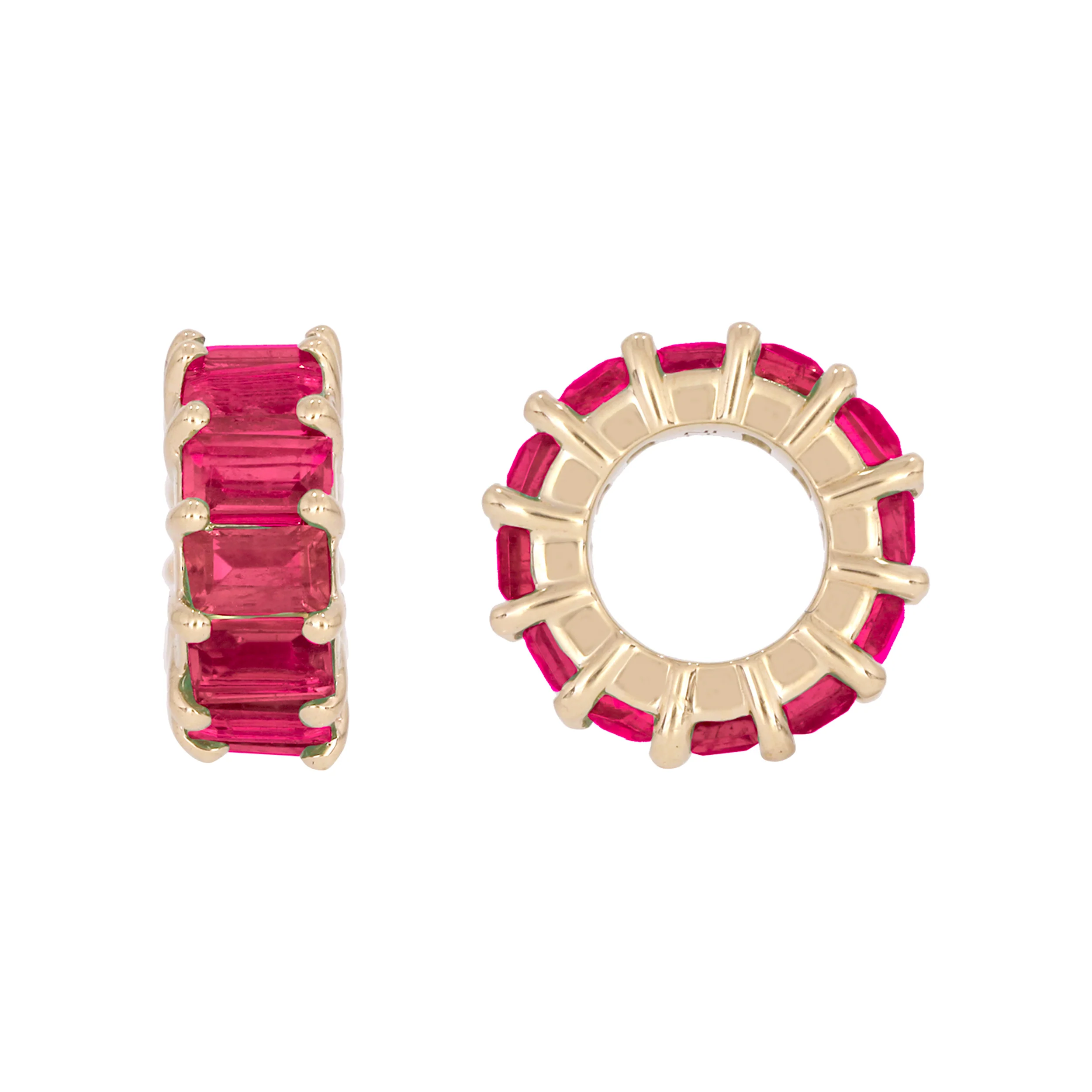 CMZ00139. 14K Solid Gold Baguette Shape Natural Gemstone Slider - Image 3
