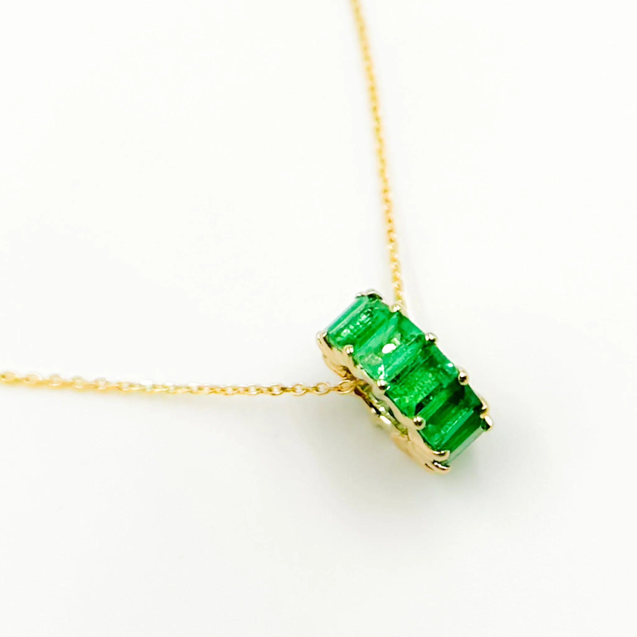 CMZ00139. 14K Solid Gold Baguette Shape Natural Gemstone Slider - Image 8