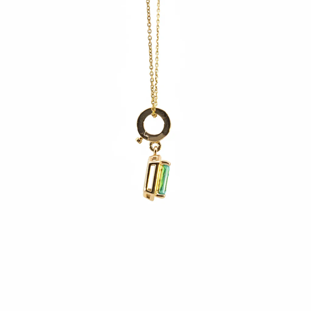 CMZ00366EM6X4. 14K Solid Gold Rectangular-Shaped Emerald Charm - Image 8