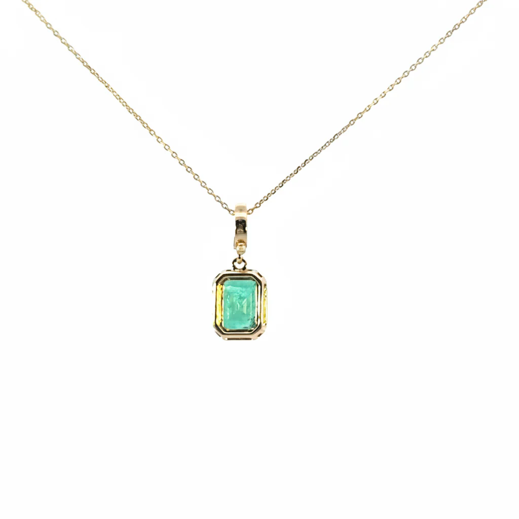 CMZ00366EM7X5. 14K Solid Gold Rectangular-Shaped Emerald Charm - Image 6