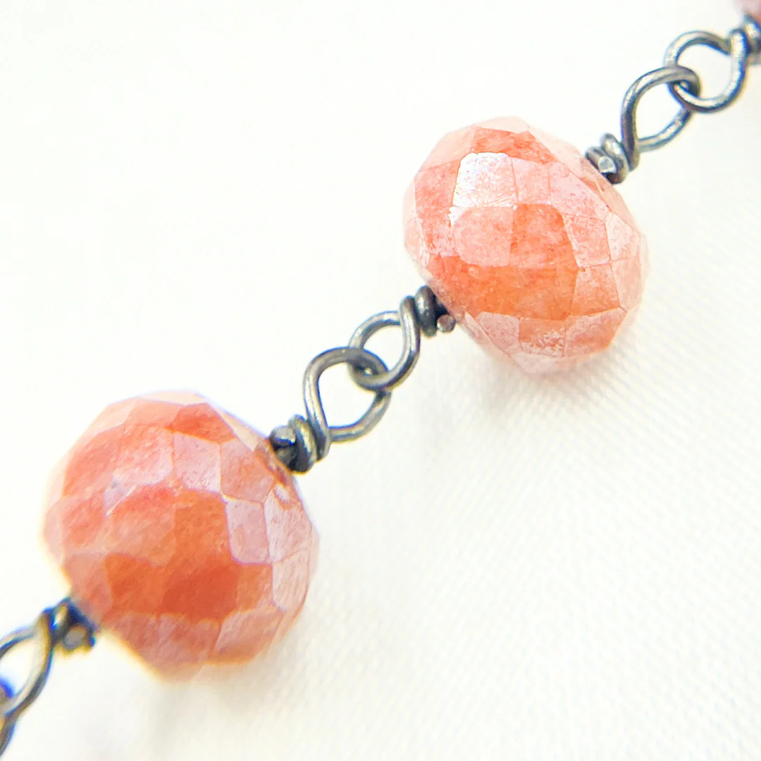 Coated Agate Peach Oxidized Wire Chain. AG4 - Image 3