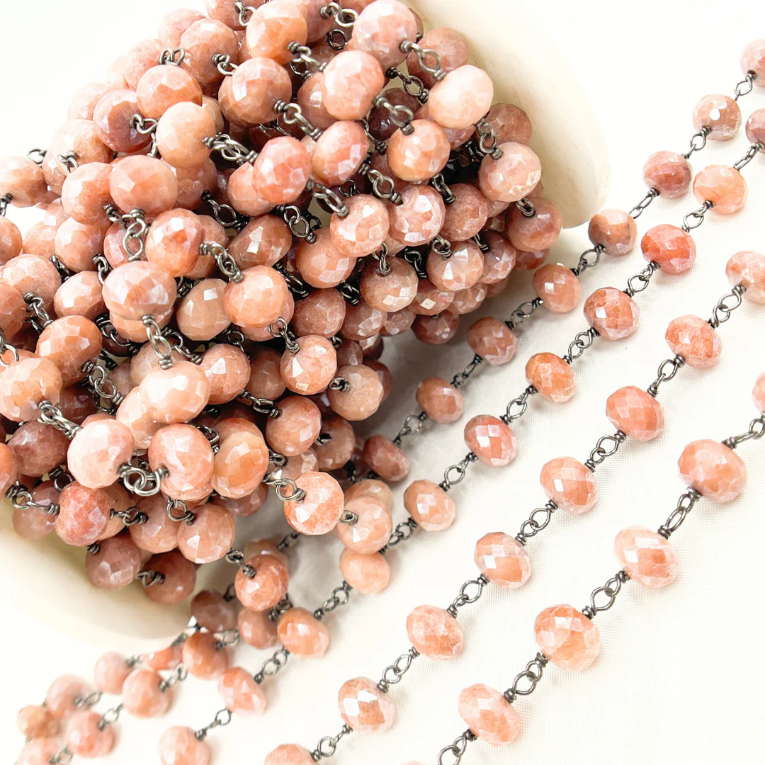 Coated Agate Peach Oxidized Wire Chain. AG4 - Image 4