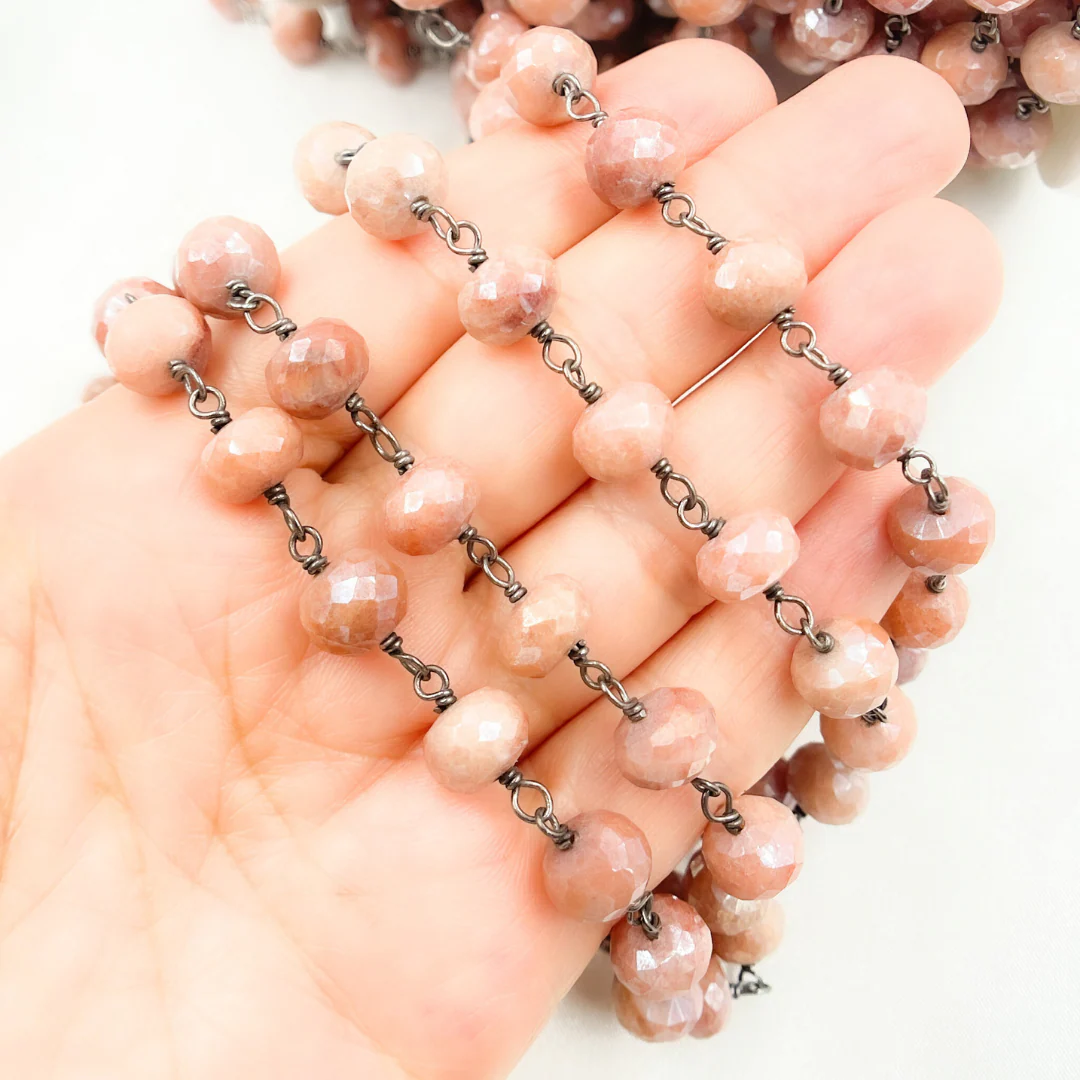 Coated Agate Peach Oxidized Wire Chain. AG4 - Image 5