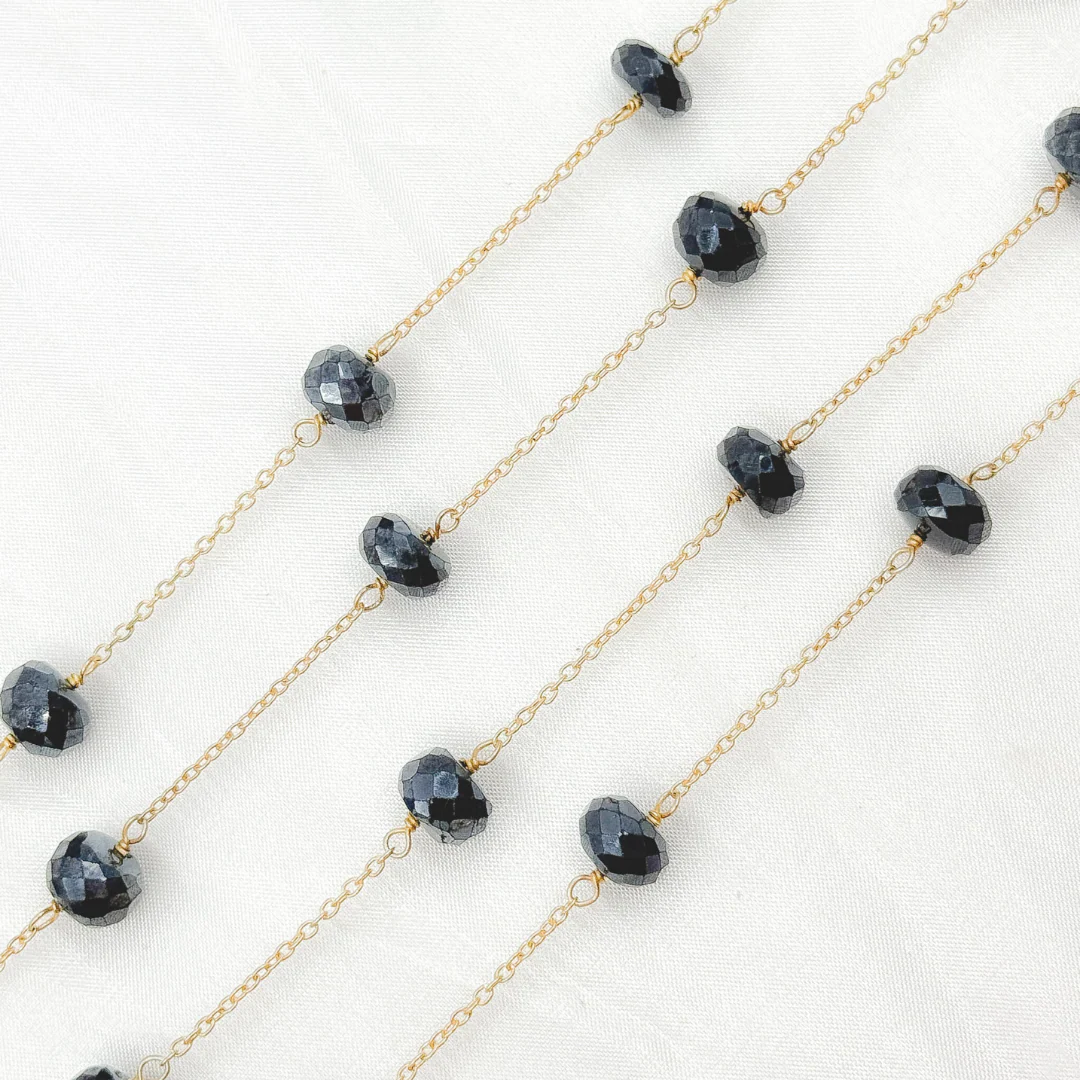 Coated Black Spinel Gold Plated Wire Chain. CBS22 - Image 3