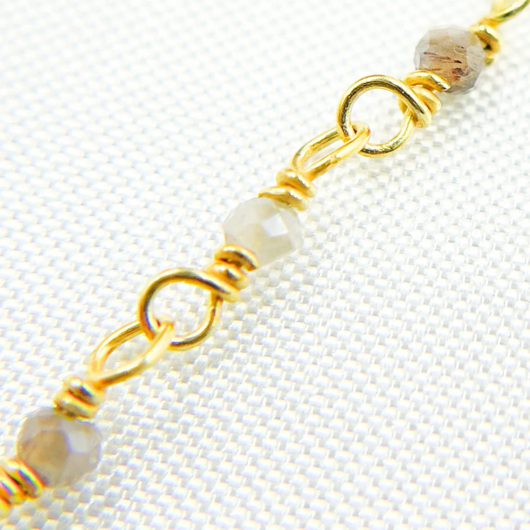 CMS56. Coated Multi Moonstone Wire Wrap Chain - Image 5
