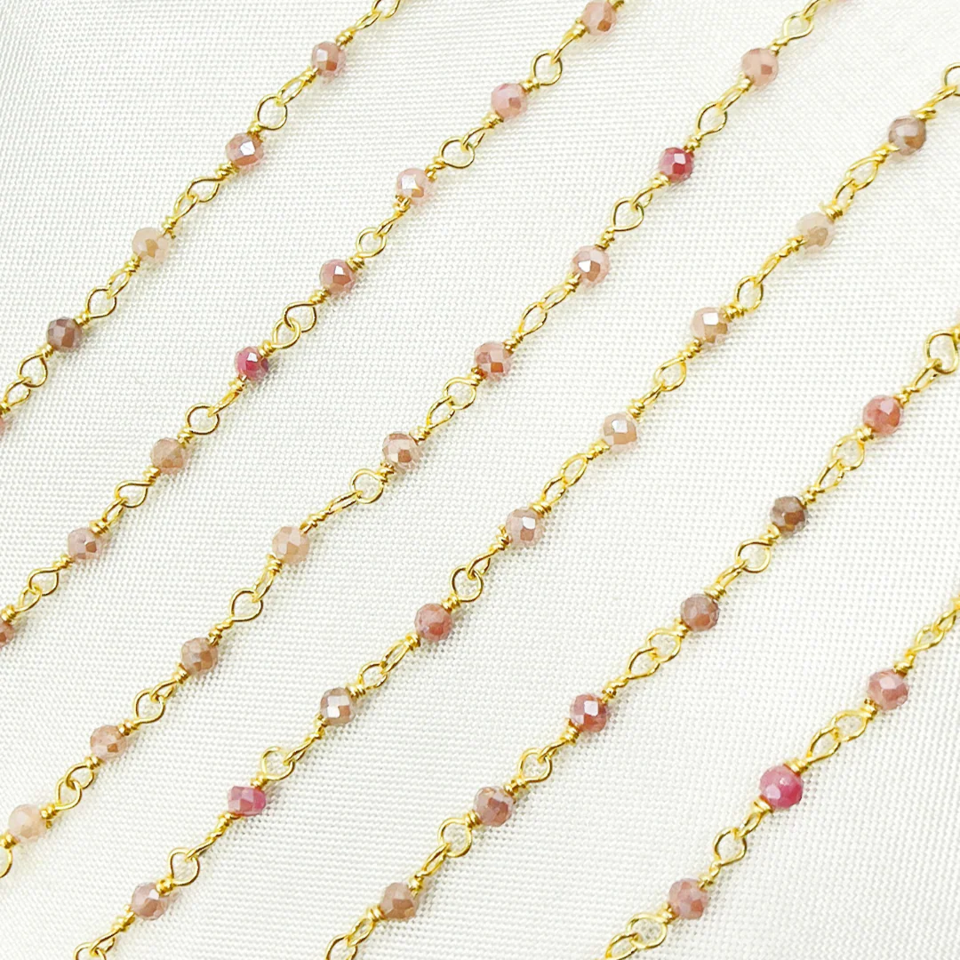 Coated Red Quartz Gold Plated Wire Chain. CQU32 - Image 3