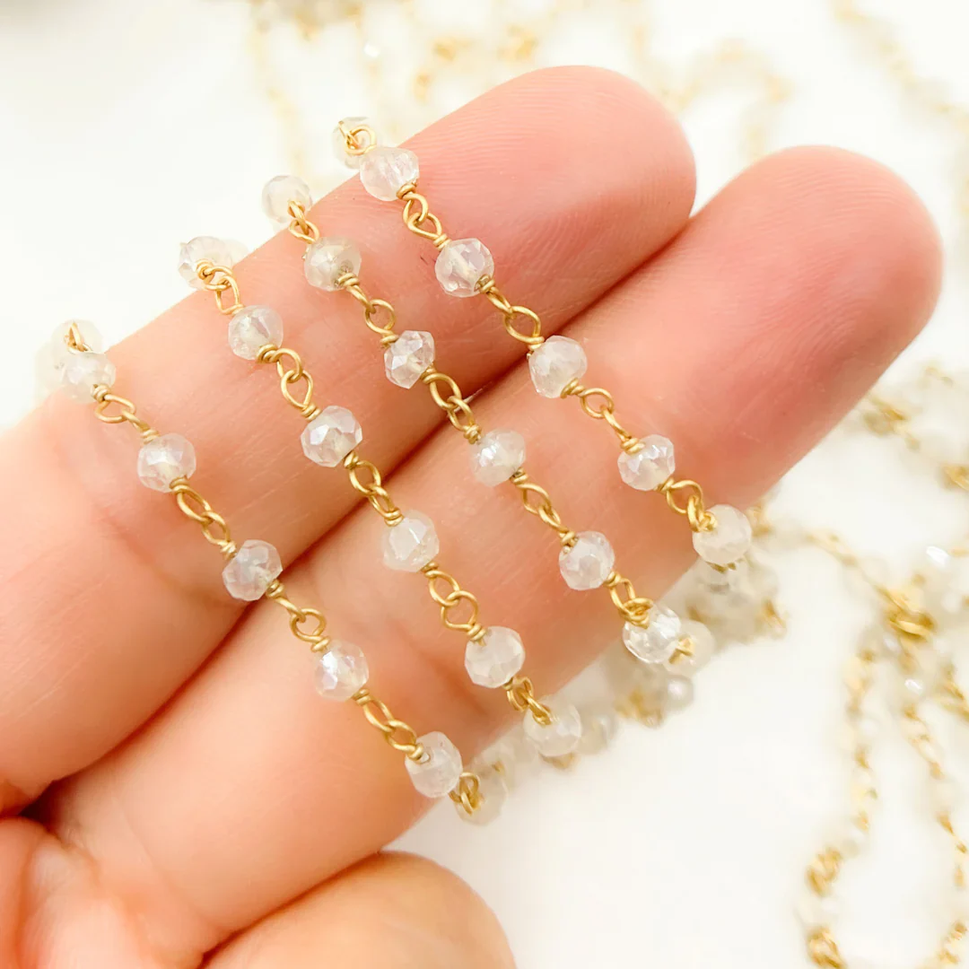 Coated White Topaz Gold Plated Wire Chain. TOP7 - Image 3