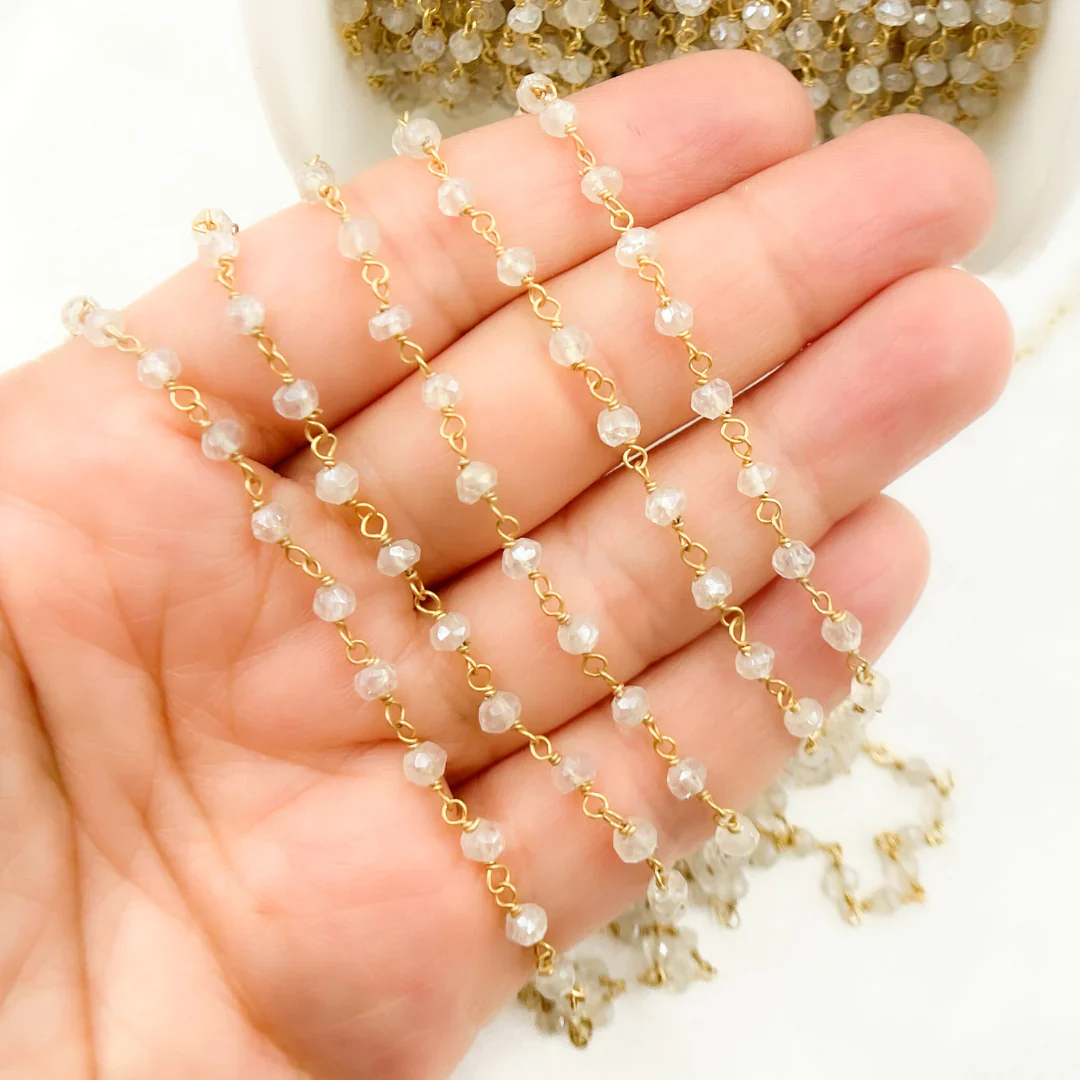 Coated White Topaz Gold Plated Wire Chain. TOP7 - Image 4