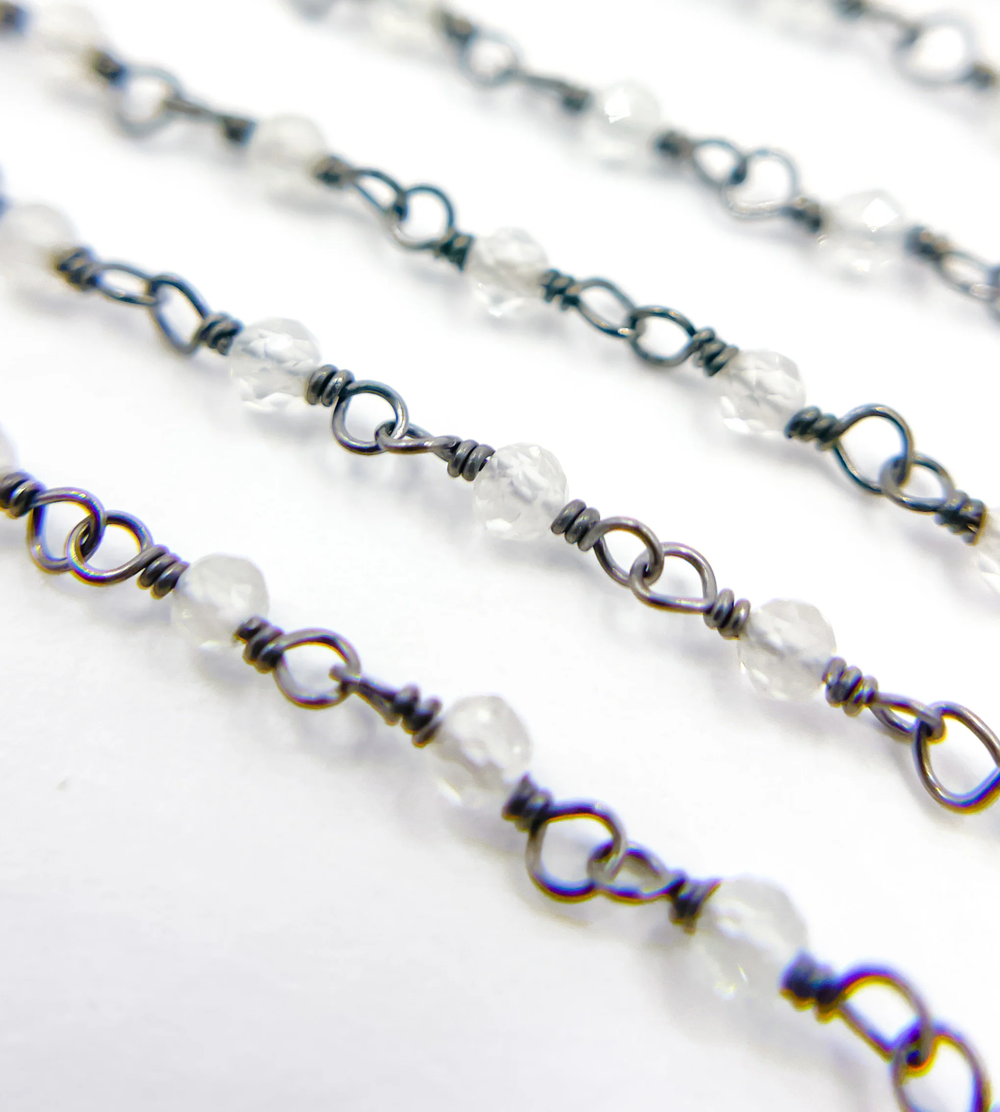 Coated White Topaz Wire Wrap Chain. TOP3 - Image 3
