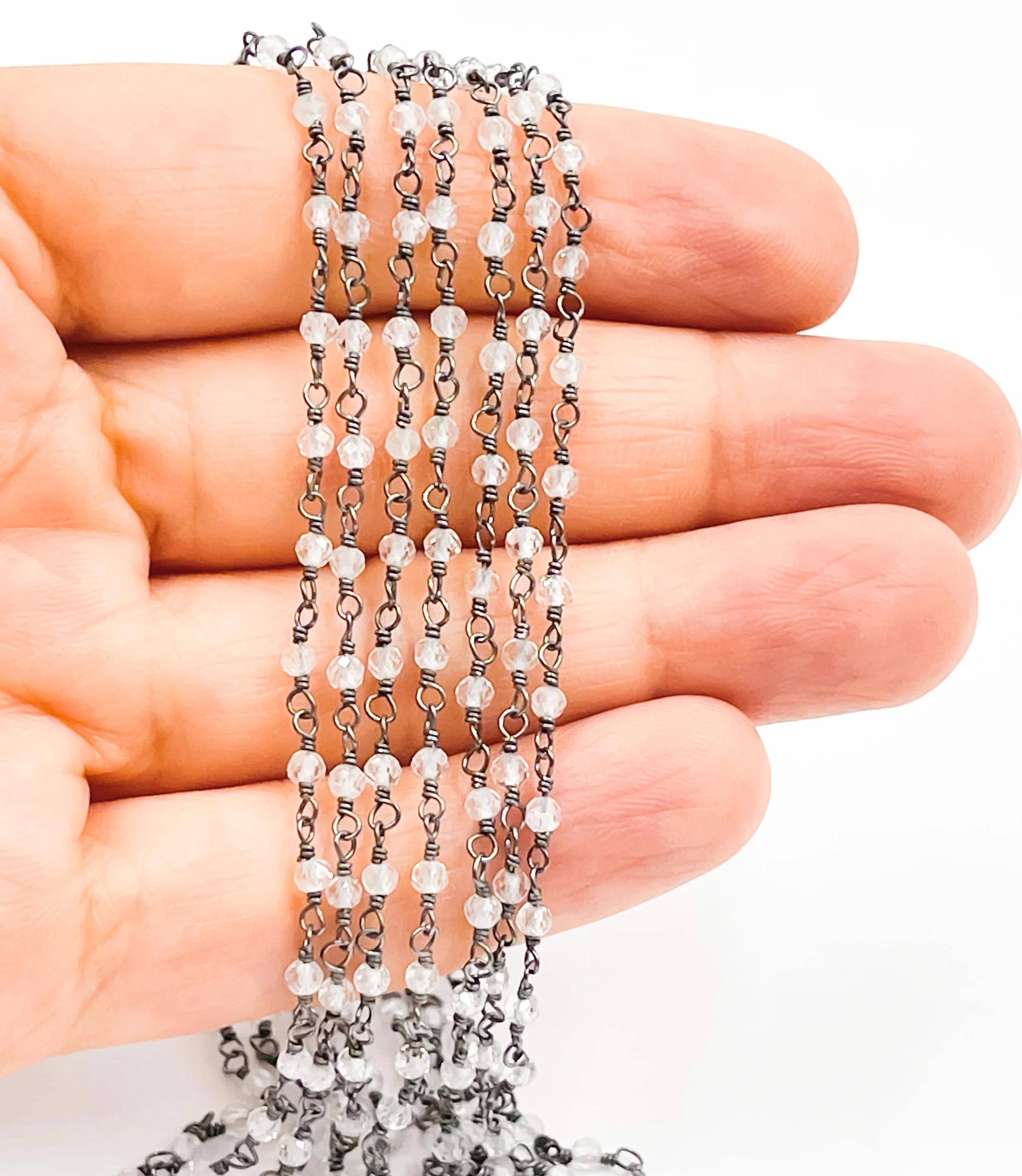 Coated White Topaz Wire Wrap Chain. TOP3 - Image 4