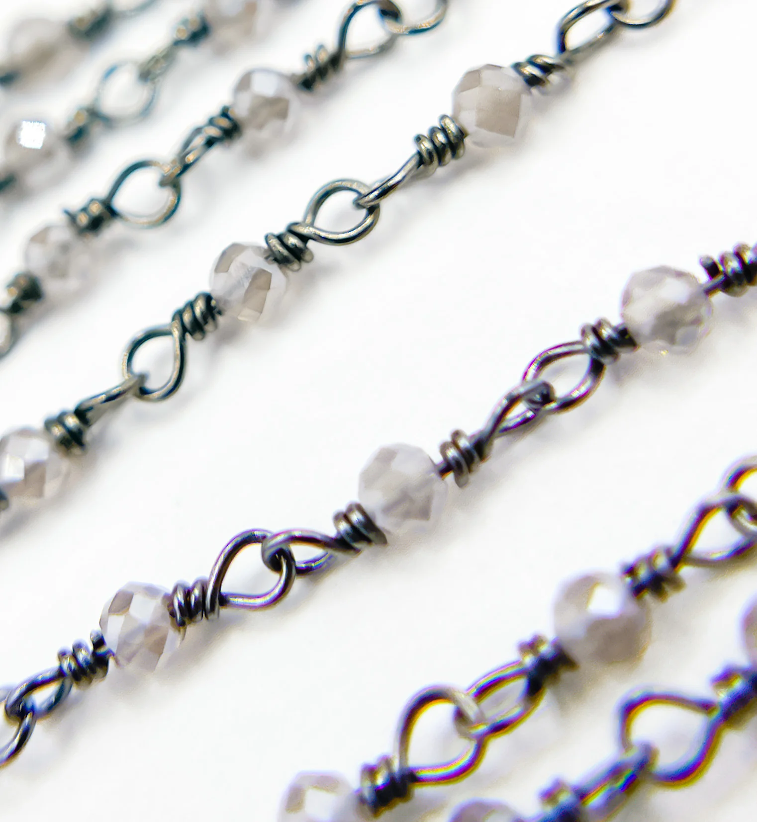 Coated White Topaz Wire Wrap Chain. TOP3 - Image 5