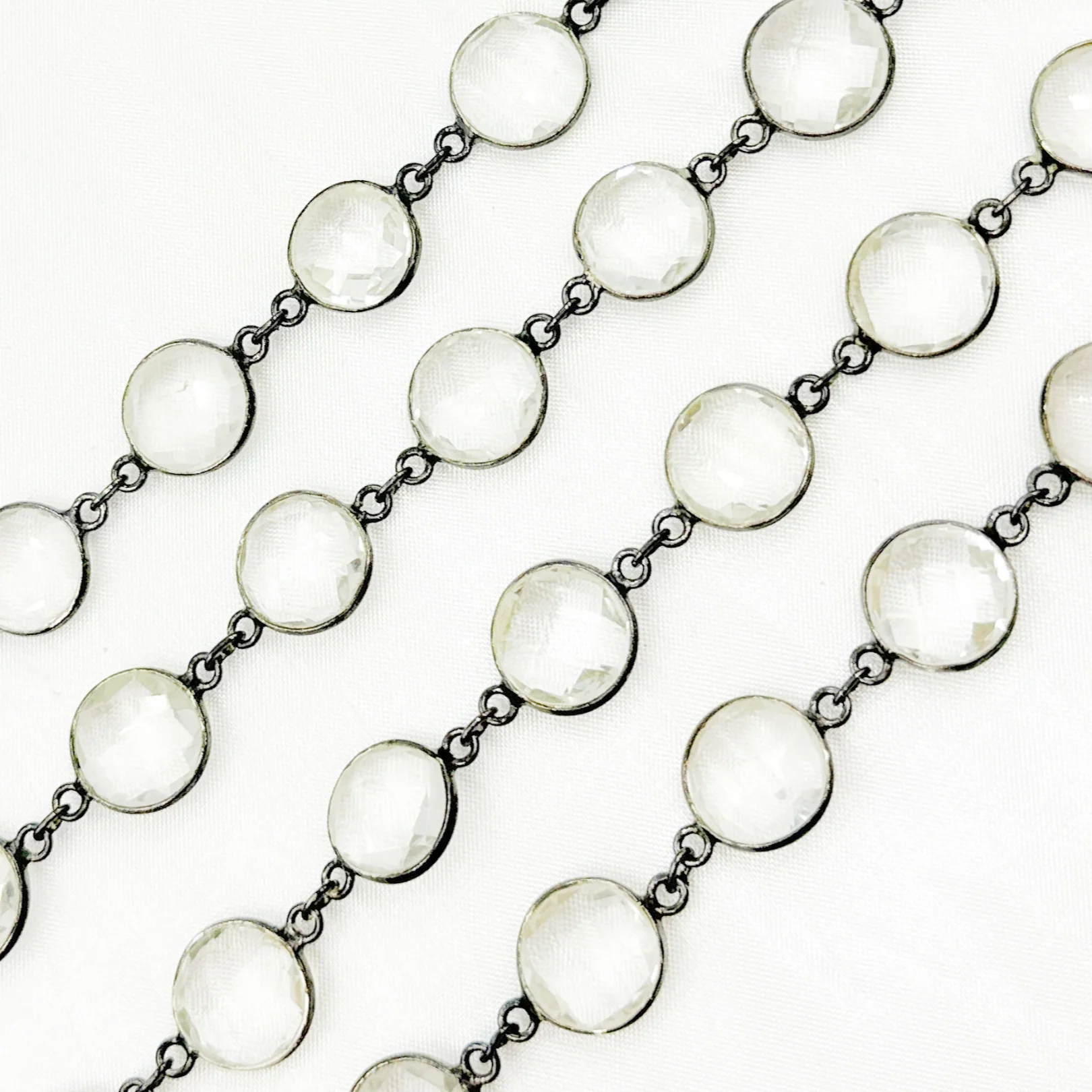 Crystal Round Shape Bezel Oxidized Wire Chain. CR39 - Image 4