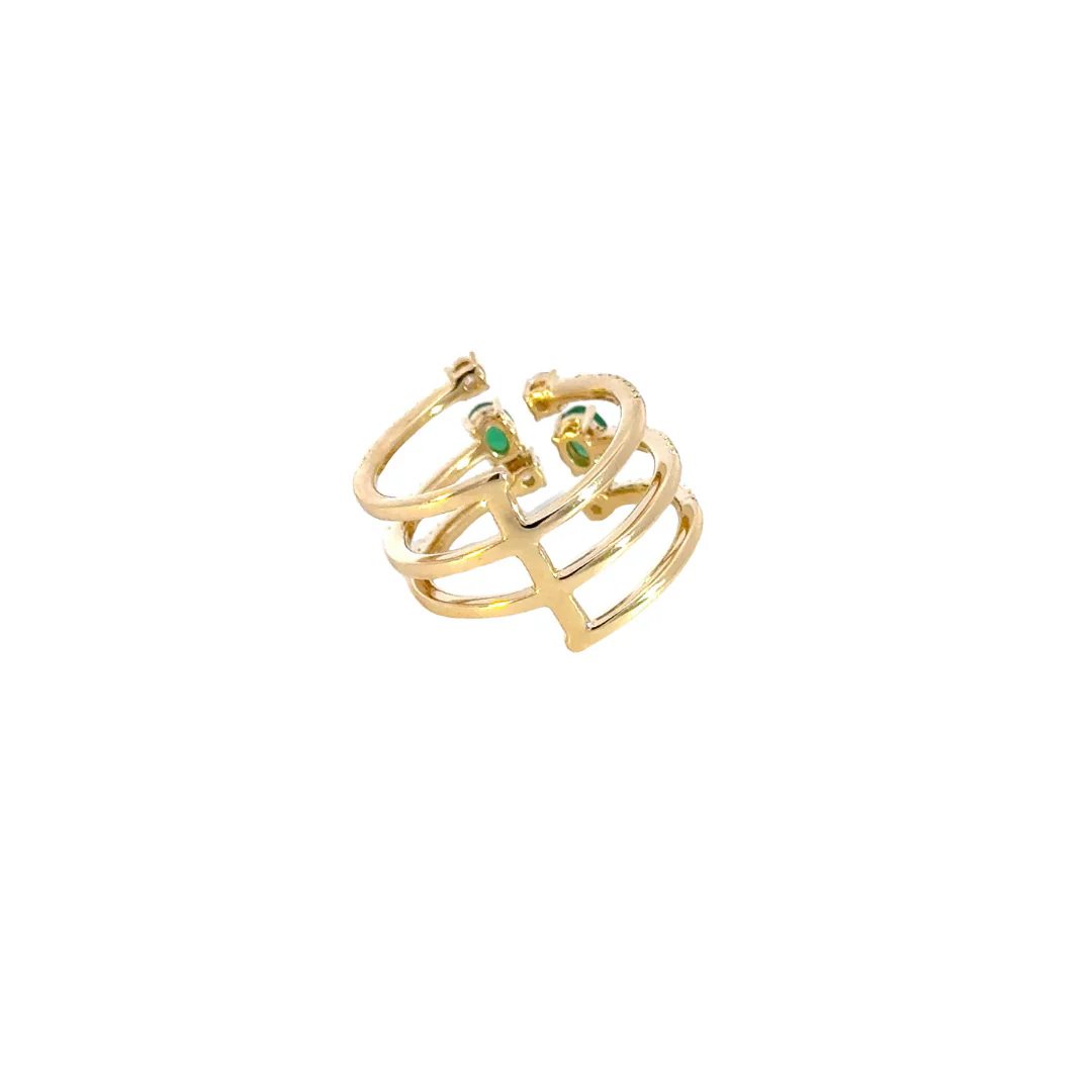 CR96332EM4X3. 14k Solid Gold Diamond and Emerald Ring - Image 5
