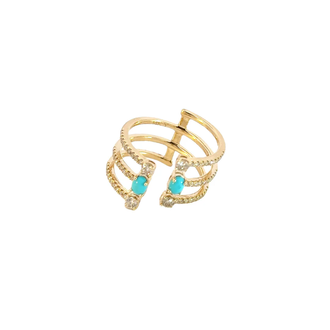 CR96332TQ4X3. 14k Solid Gold Diamond Turquoise Ring - Image 3