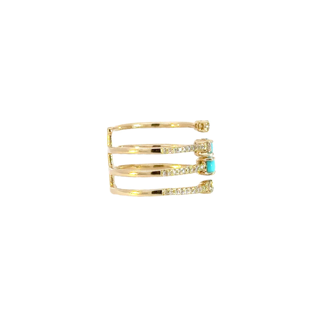 CR96332TQ4X3. 14k Solid Gold Diamond Turquoise Ring - Image 7
