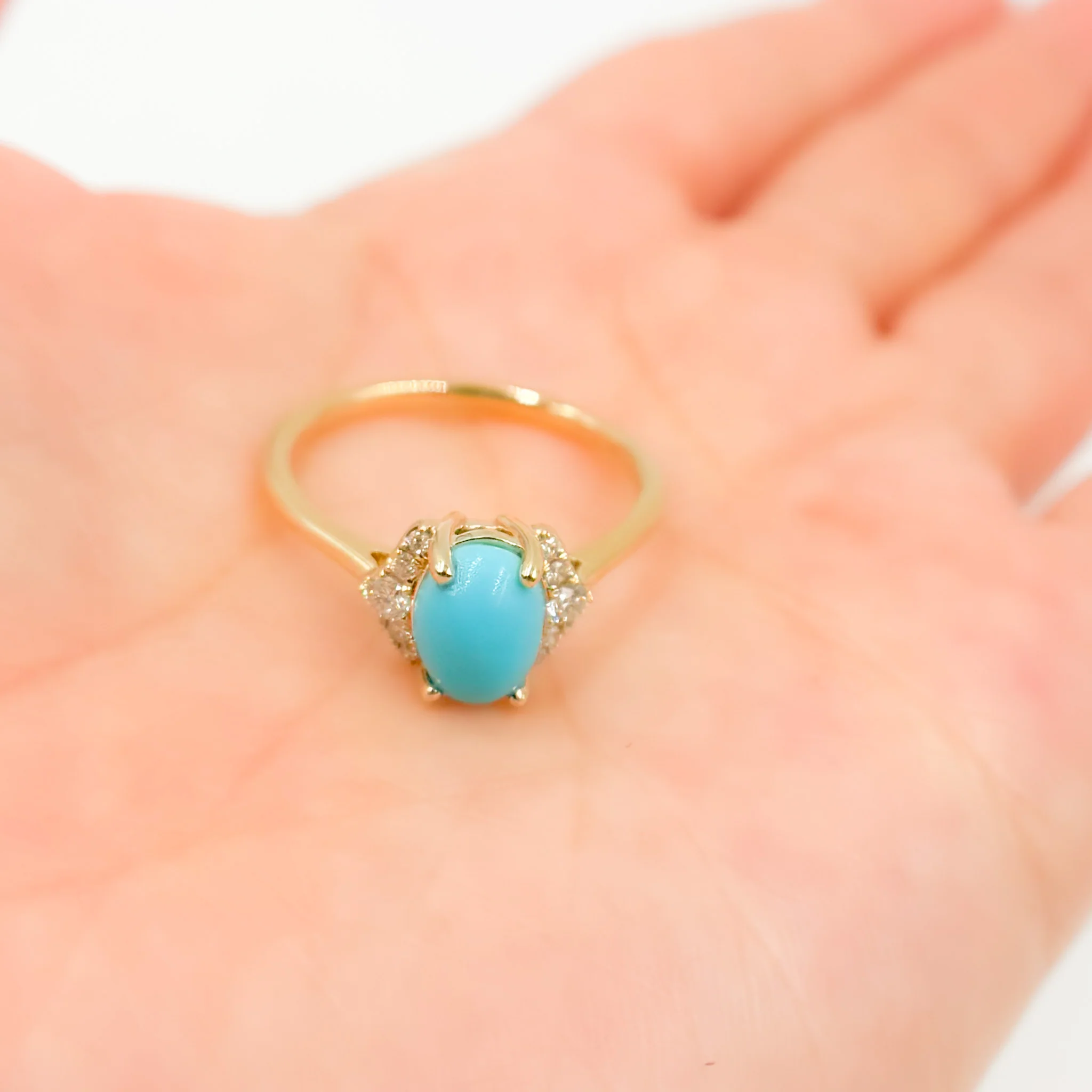 CR96412TQ8X6. 14k Solid Gold Turquoise and Diamond Ring - Image 5
