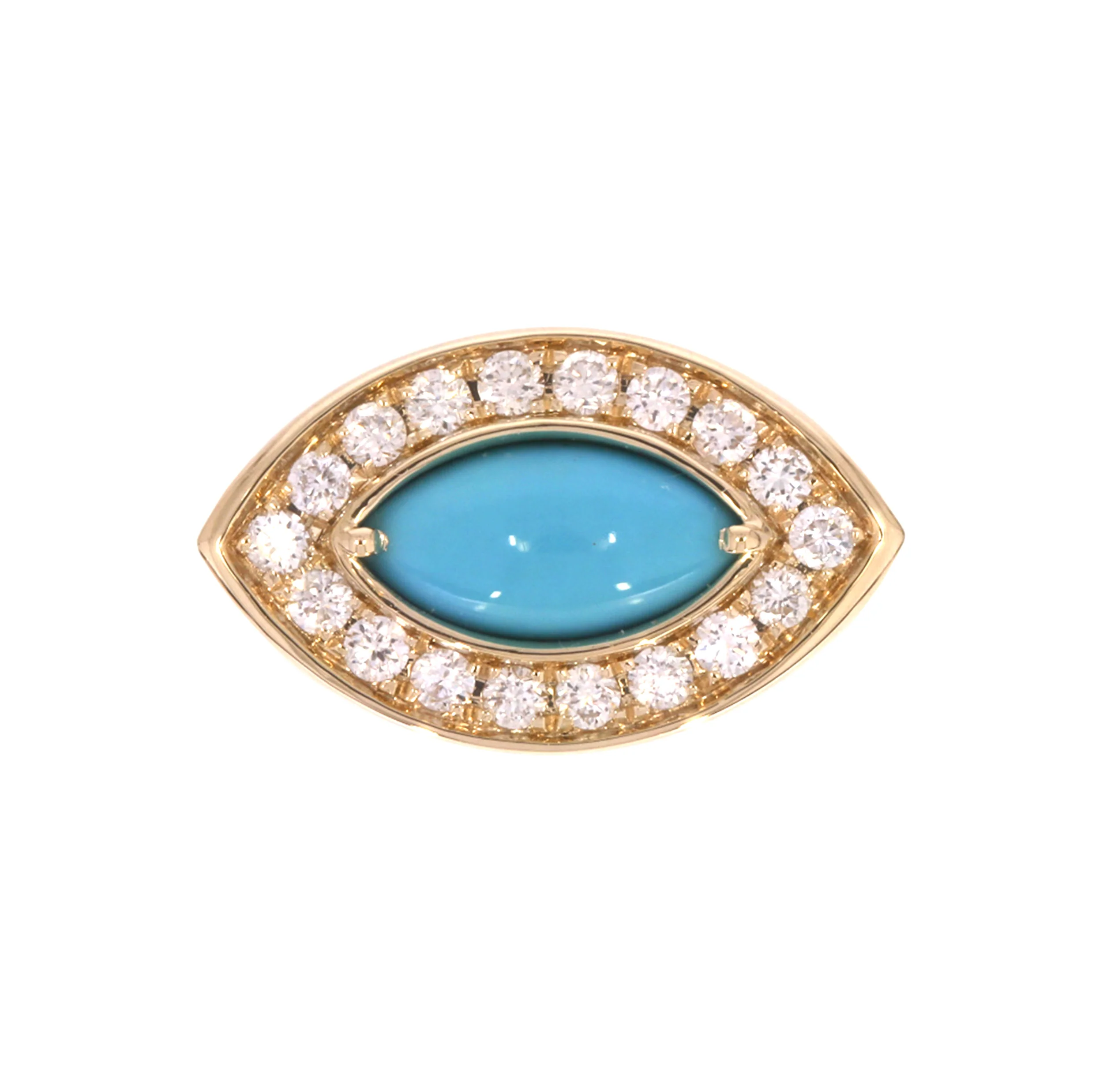 CR96516TQ8X4. 14K Solid Gold Diamond and Turquoise Oval Ring - Image 3