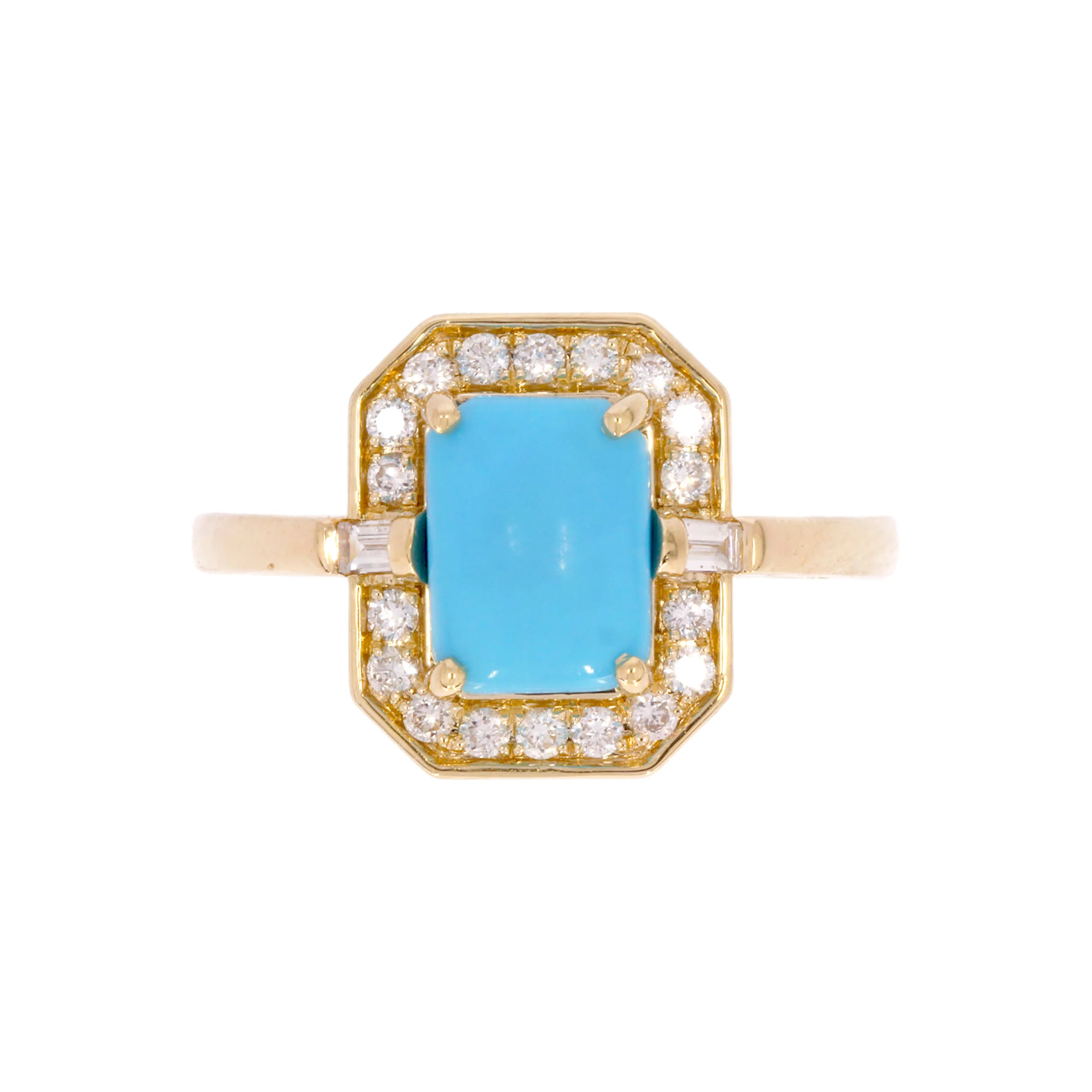 CR97135TQ8X6. 14k Solid Gold Diamond and Turquoise Ring - Image 3