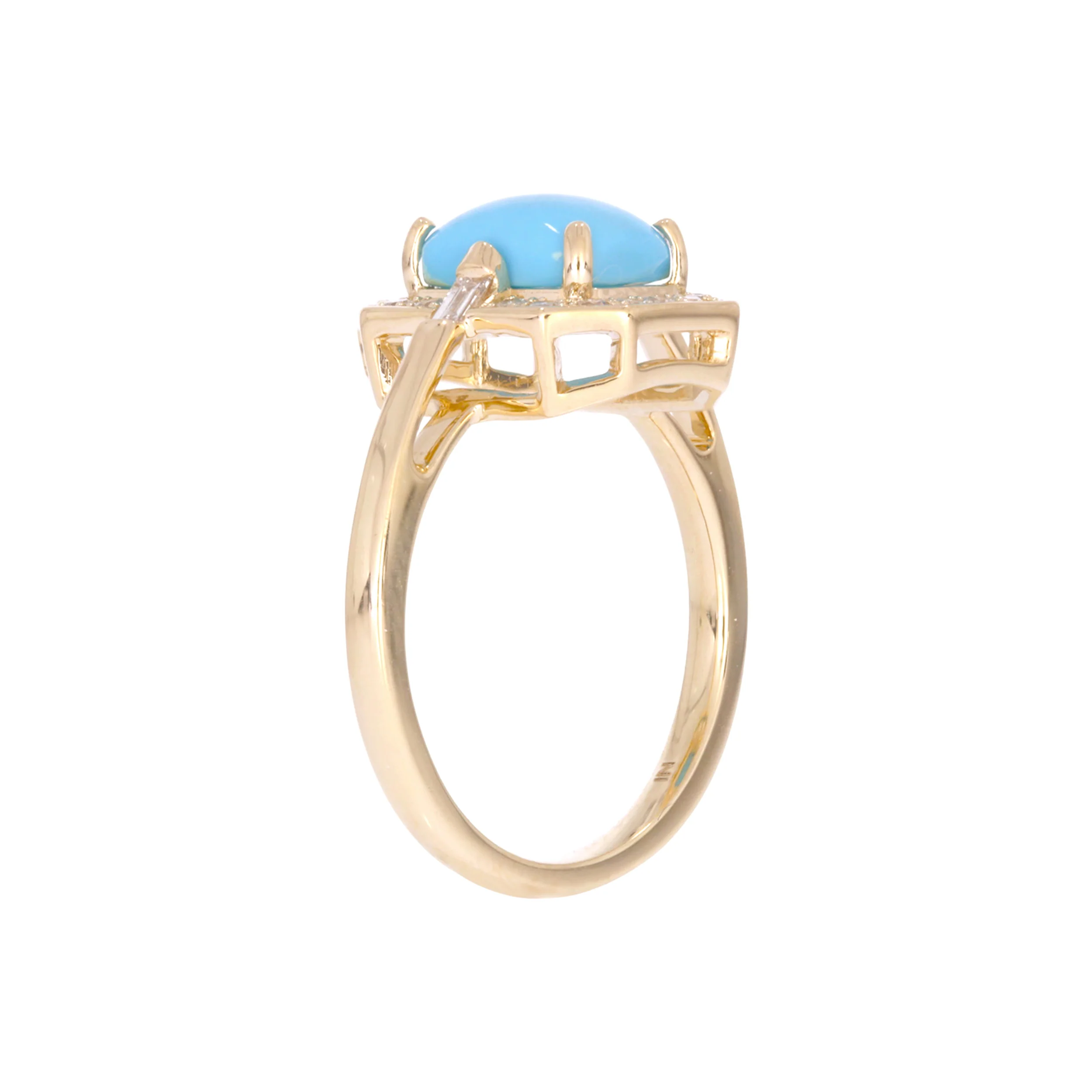 CR97135TQ8X6. 14k Solid Gold Diamond and Turquoise Ring - Image 5