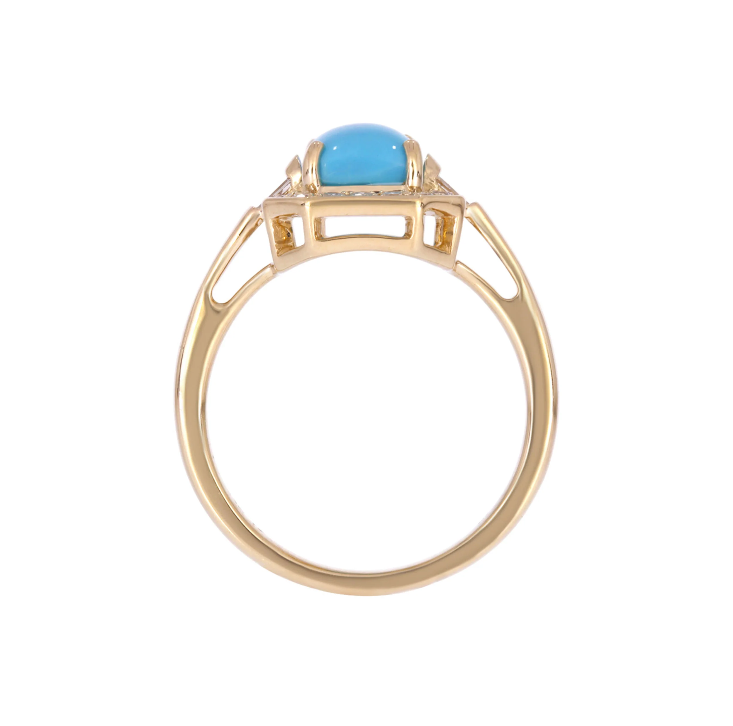 CR97135TQ8X6. 14k Solid Gold Diamond and Turquoise Ring - Image 8