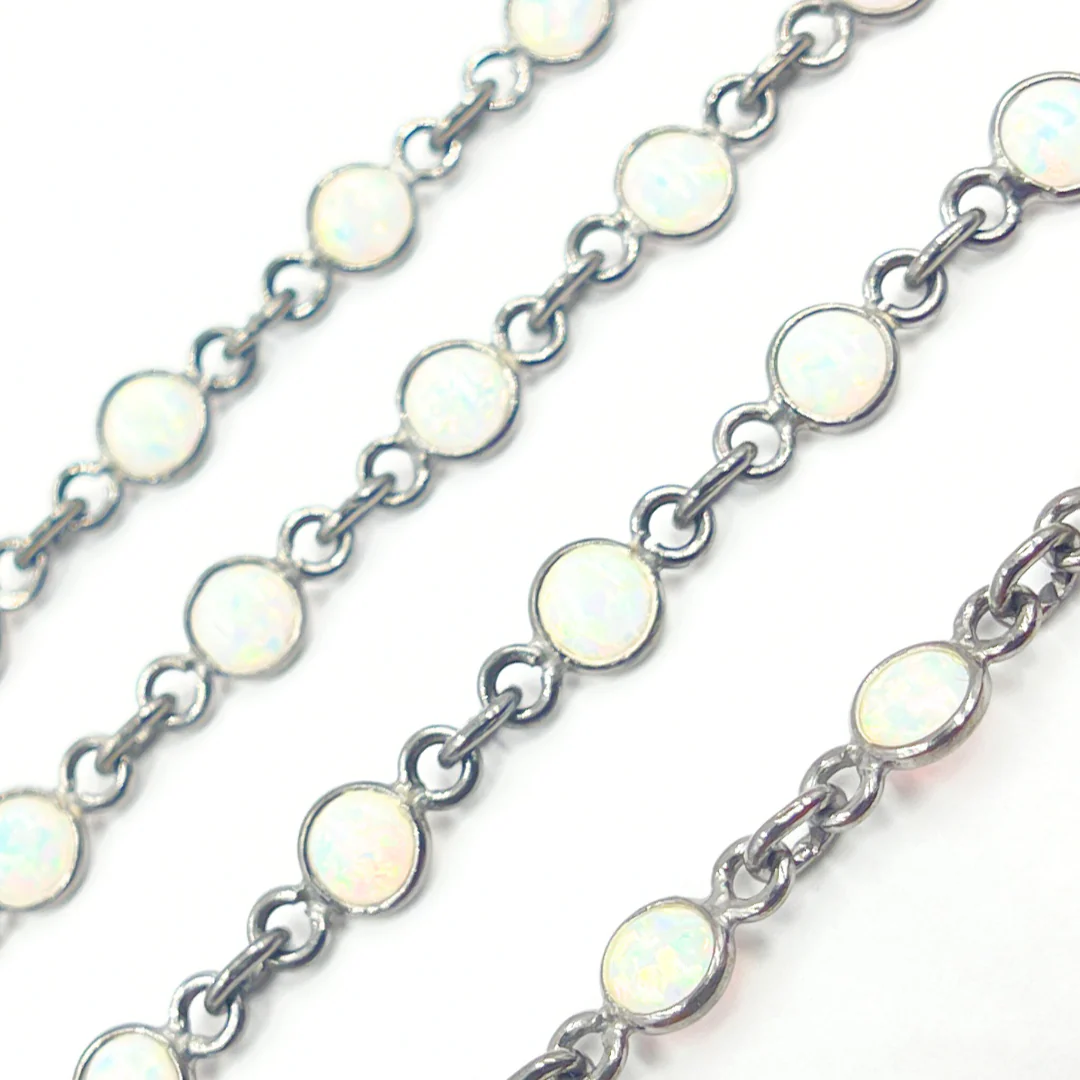 Created White Opal Round Shape Connected Chain. CWO2 - Image 11