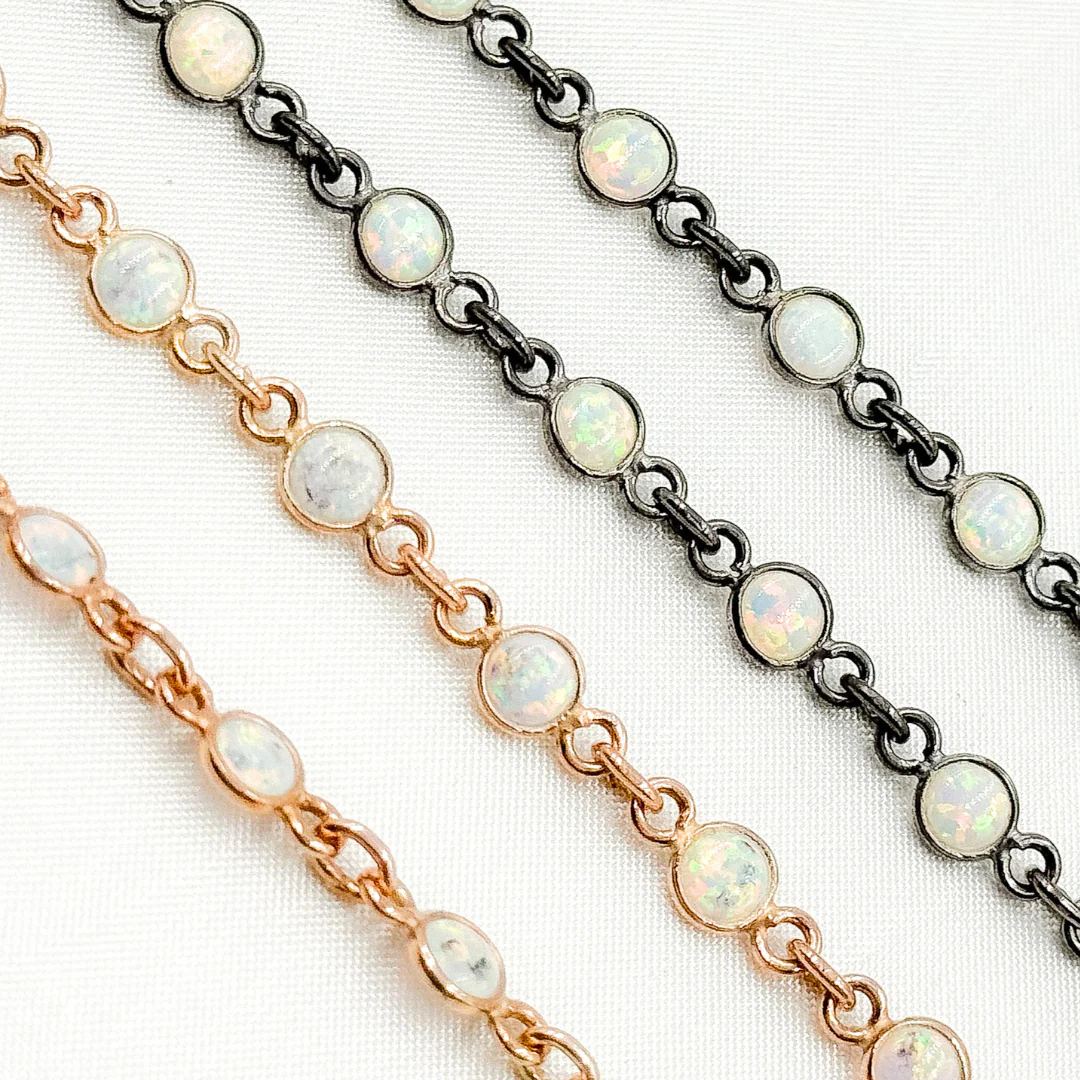 Created White Opal Round Shape Connected Chain. CWO2 - Image 7