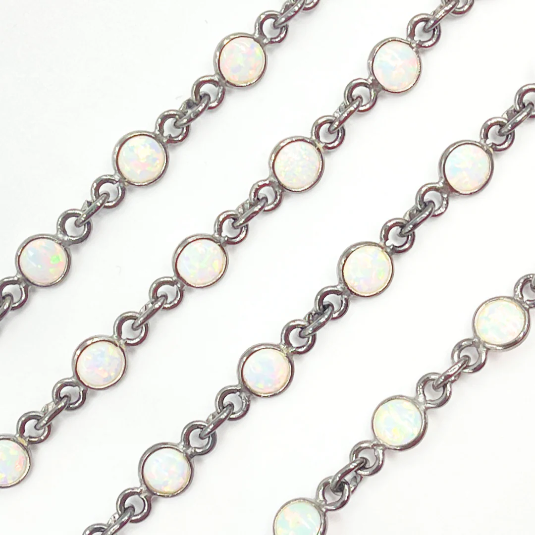 Created White Opal Round Shape Connected Chain. CWO2 - Image 9